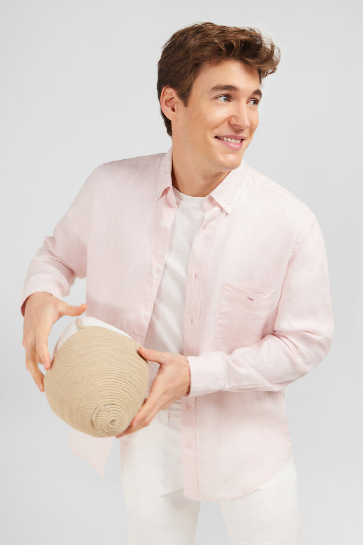 Plain pink linen shirt