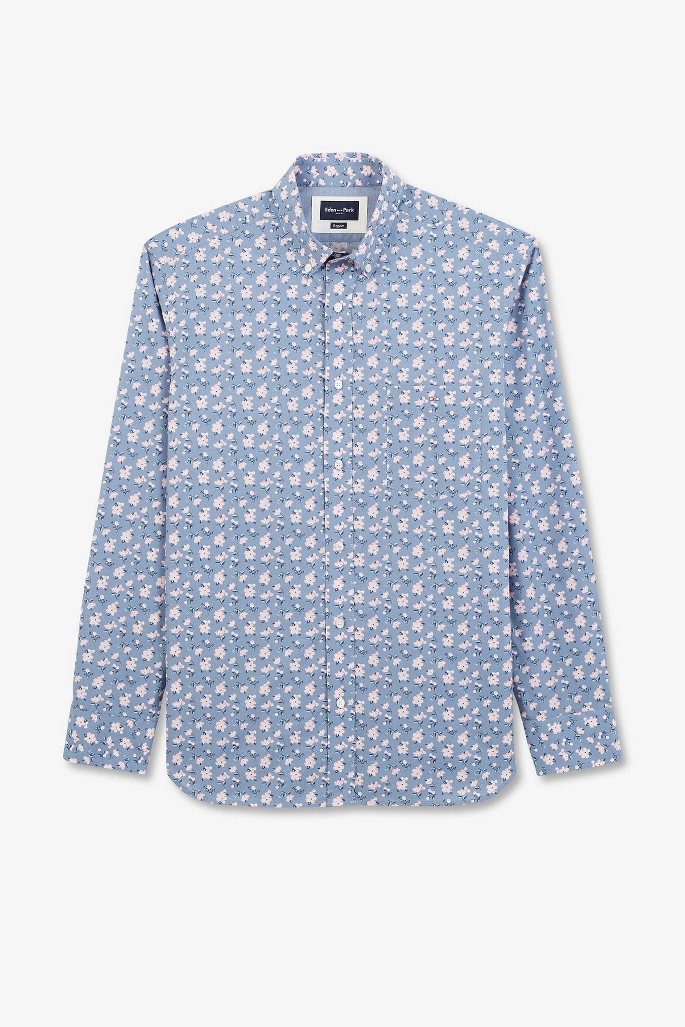 Blue shirt with exclusive floral print - Image 2