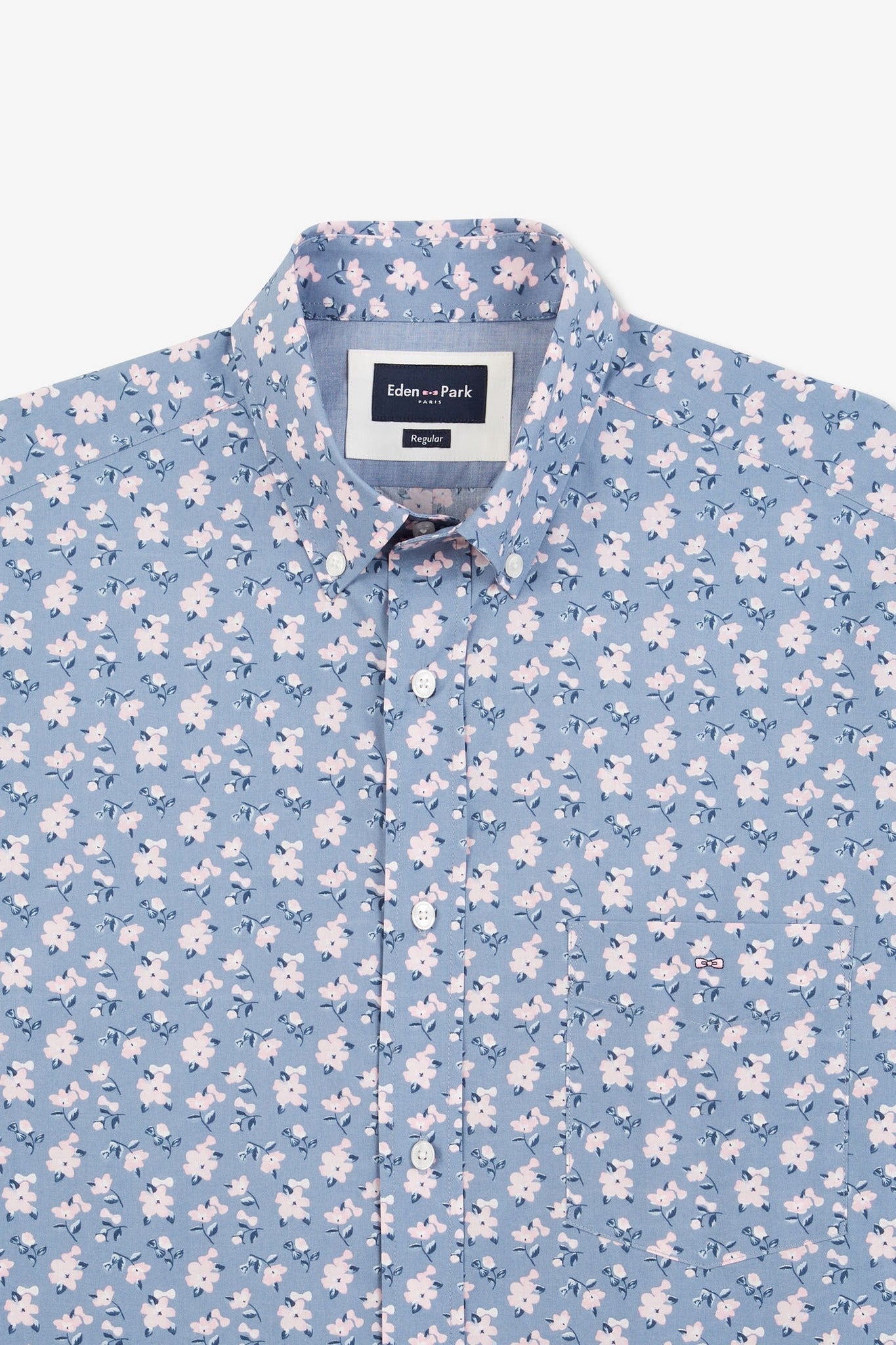 Chemise bleue imprimée exclusif fleurs