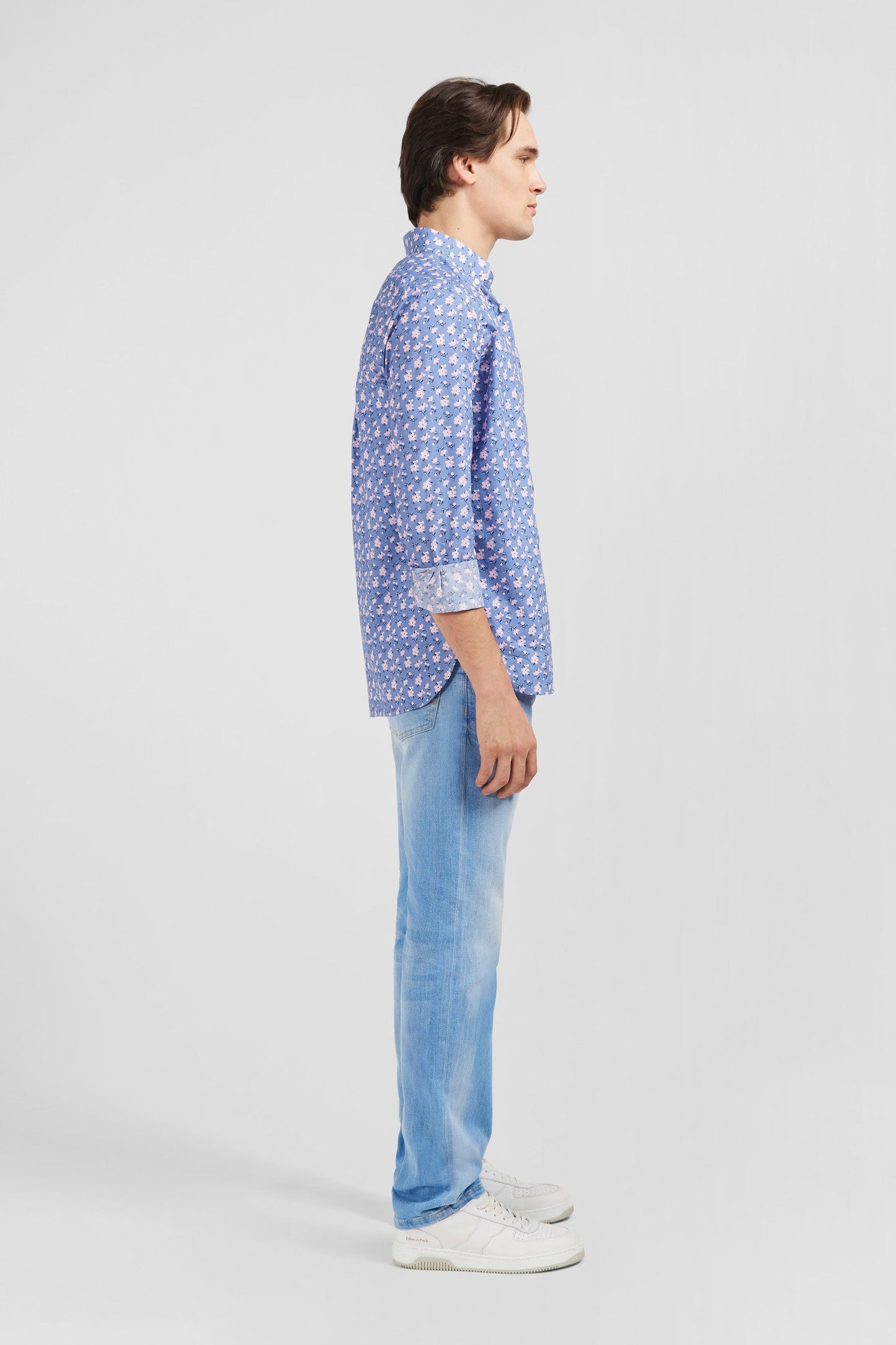 Blue shirt with exclusive floral print - Image 6