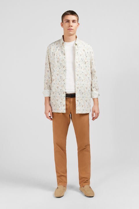 Ecru poplin shirt with foliage print - Image 1
