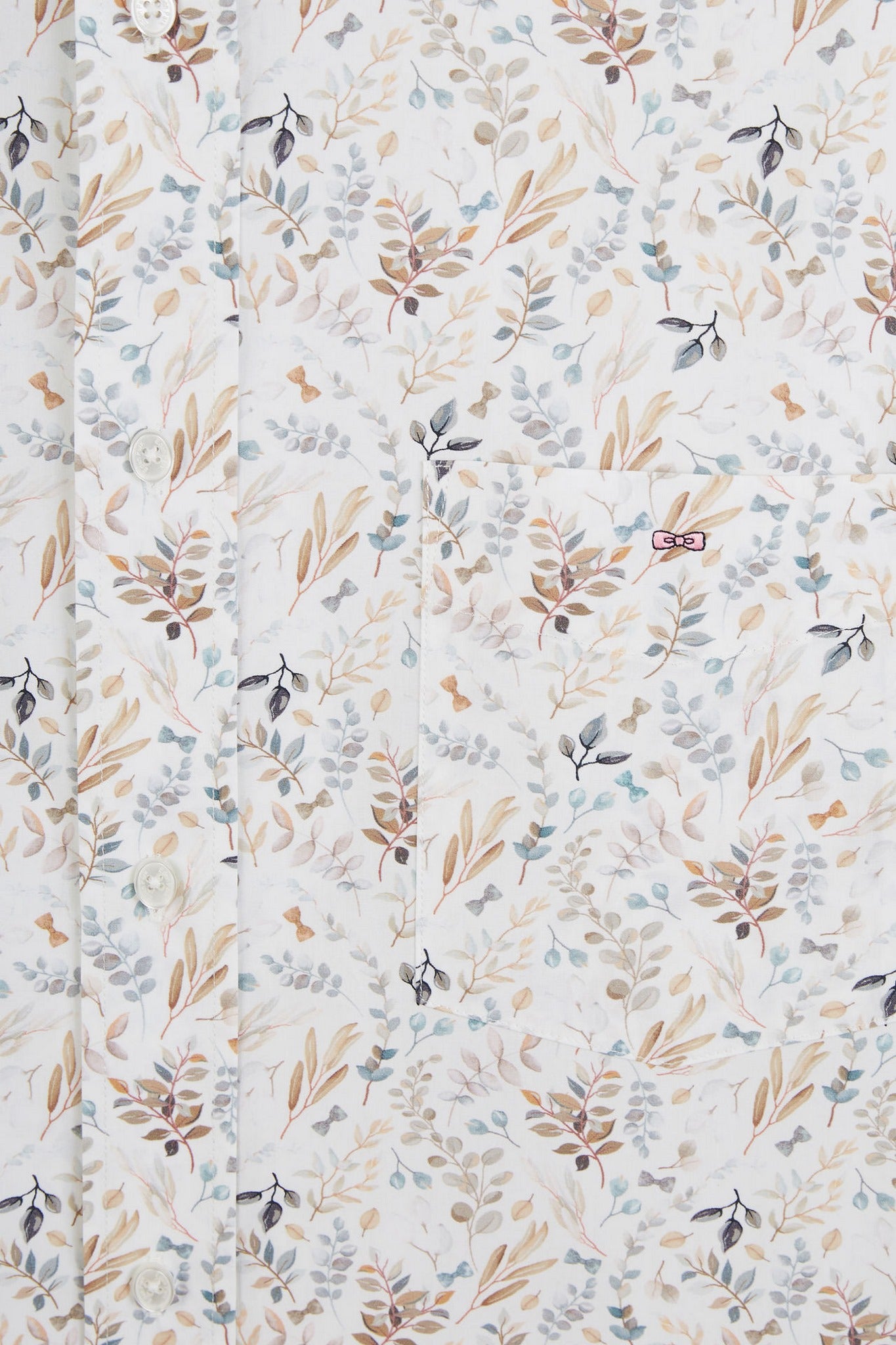 Ecru poplin shirt with foliage print