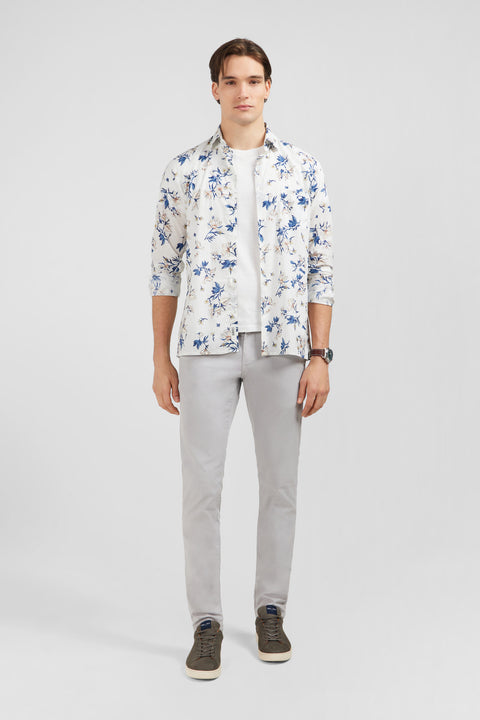 White cotton shirt with flower print - Image 1