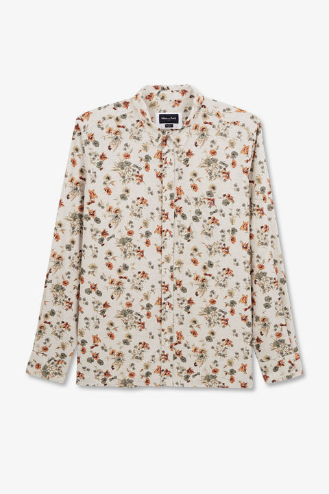 Beige shirt in flamme cotton with a floral print - Image 2