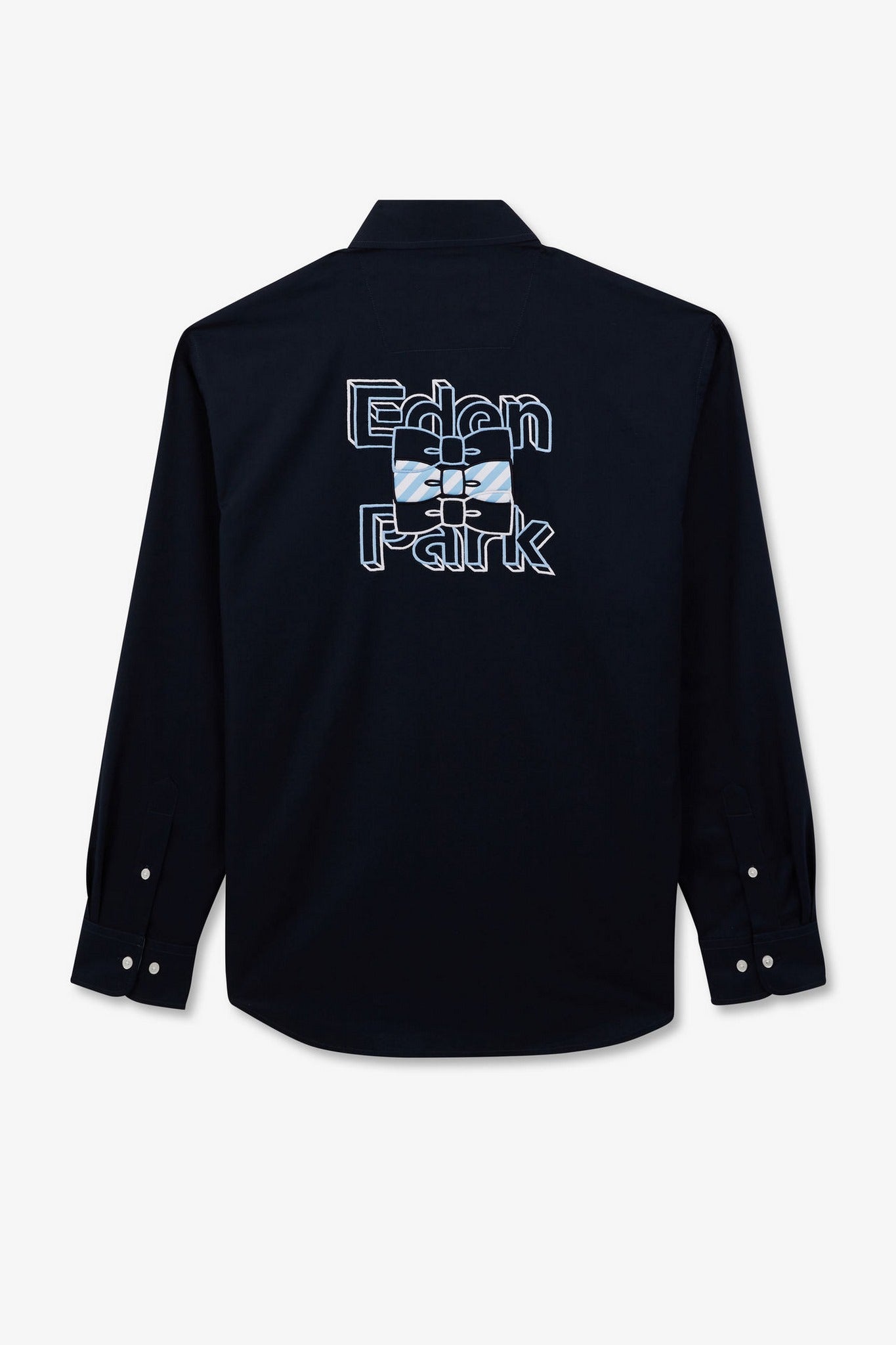 Chemise bleu foncé à broderie Eden Park - Image 4