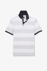 White striped short-sleeved polo shirt
