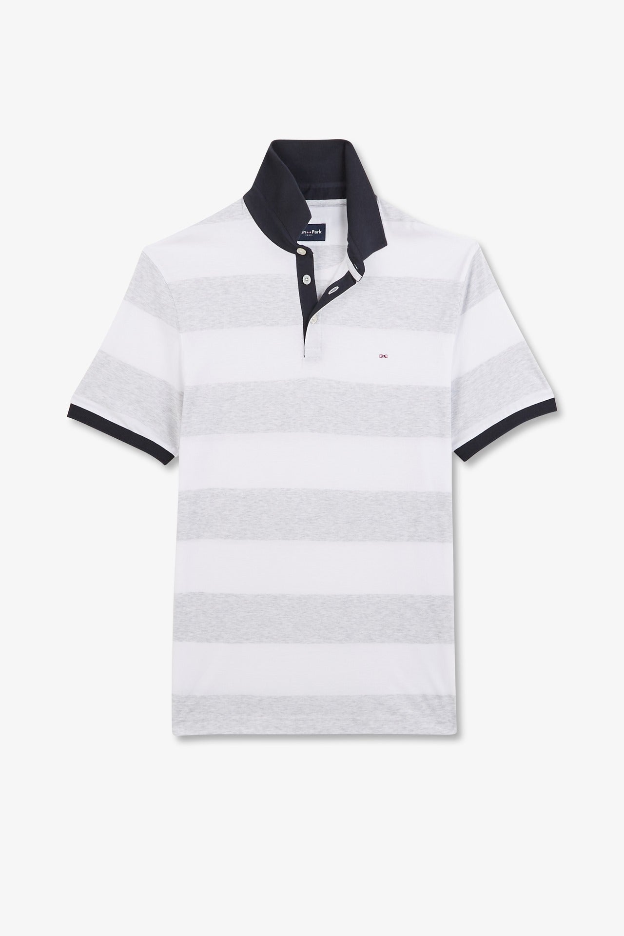 White striped short-sleeved polo shirt - Image 2