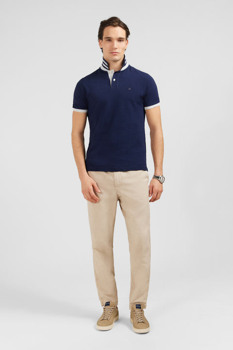 Navy blue short-sleeved polo shirt - Image 1
