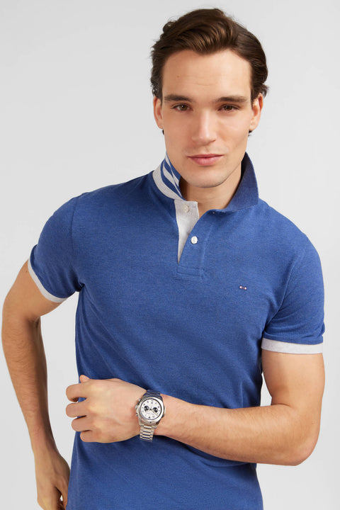 Blue short-sleeved polo shirt - Image 3