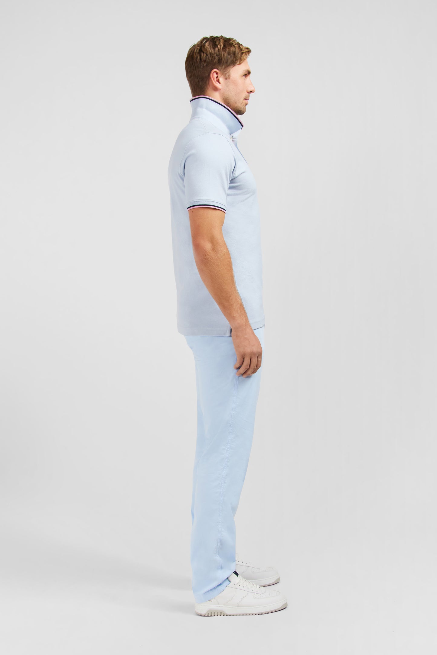 Light blue polo shirt in Pima cotton
