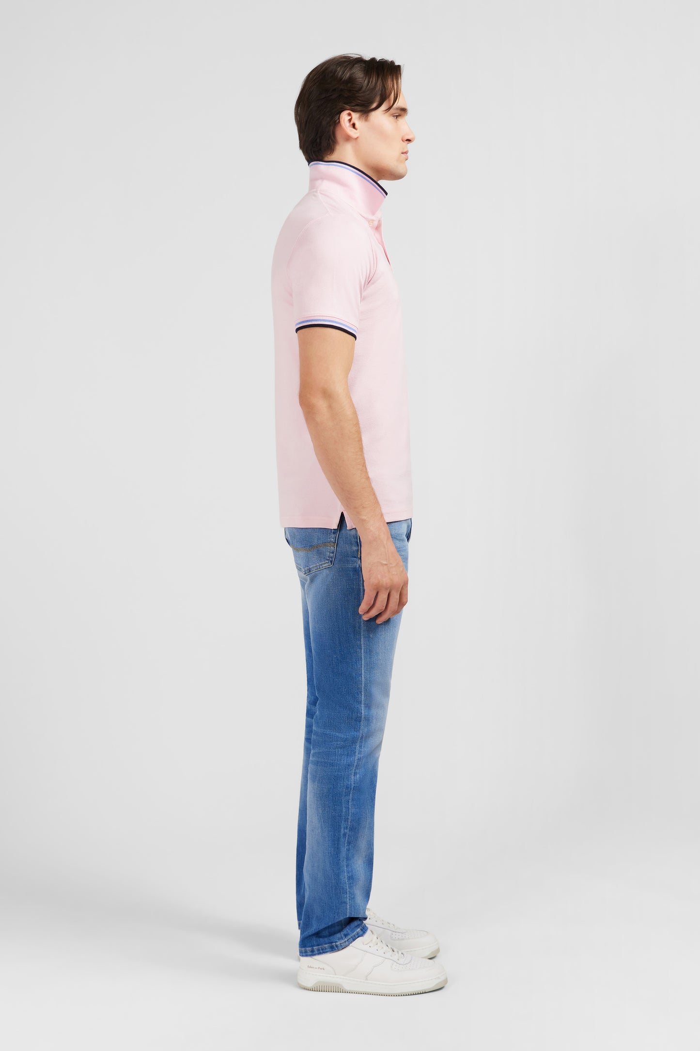 Pink polo shirt in Pima cotton