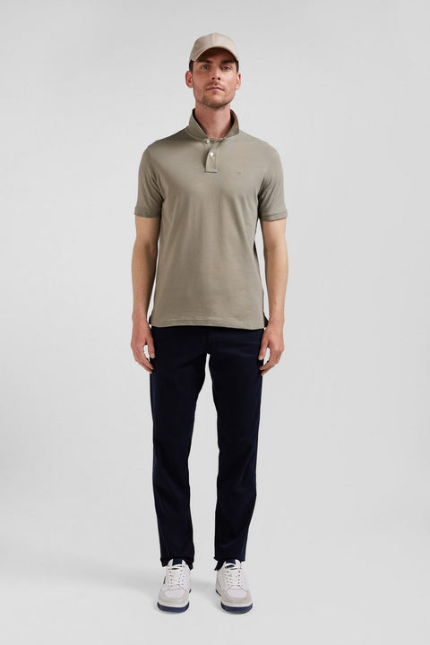 Plain beige short-sleeved polo shirt - Image 1