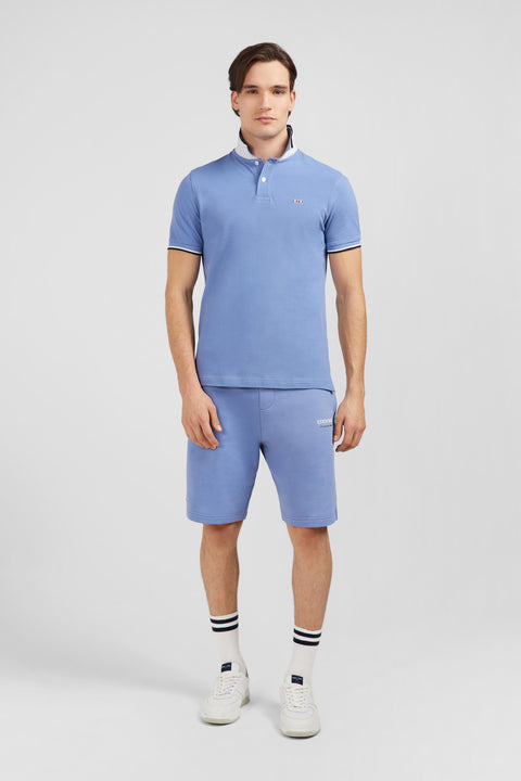 Plain light blue short-sleeved polo shirt - Image 1