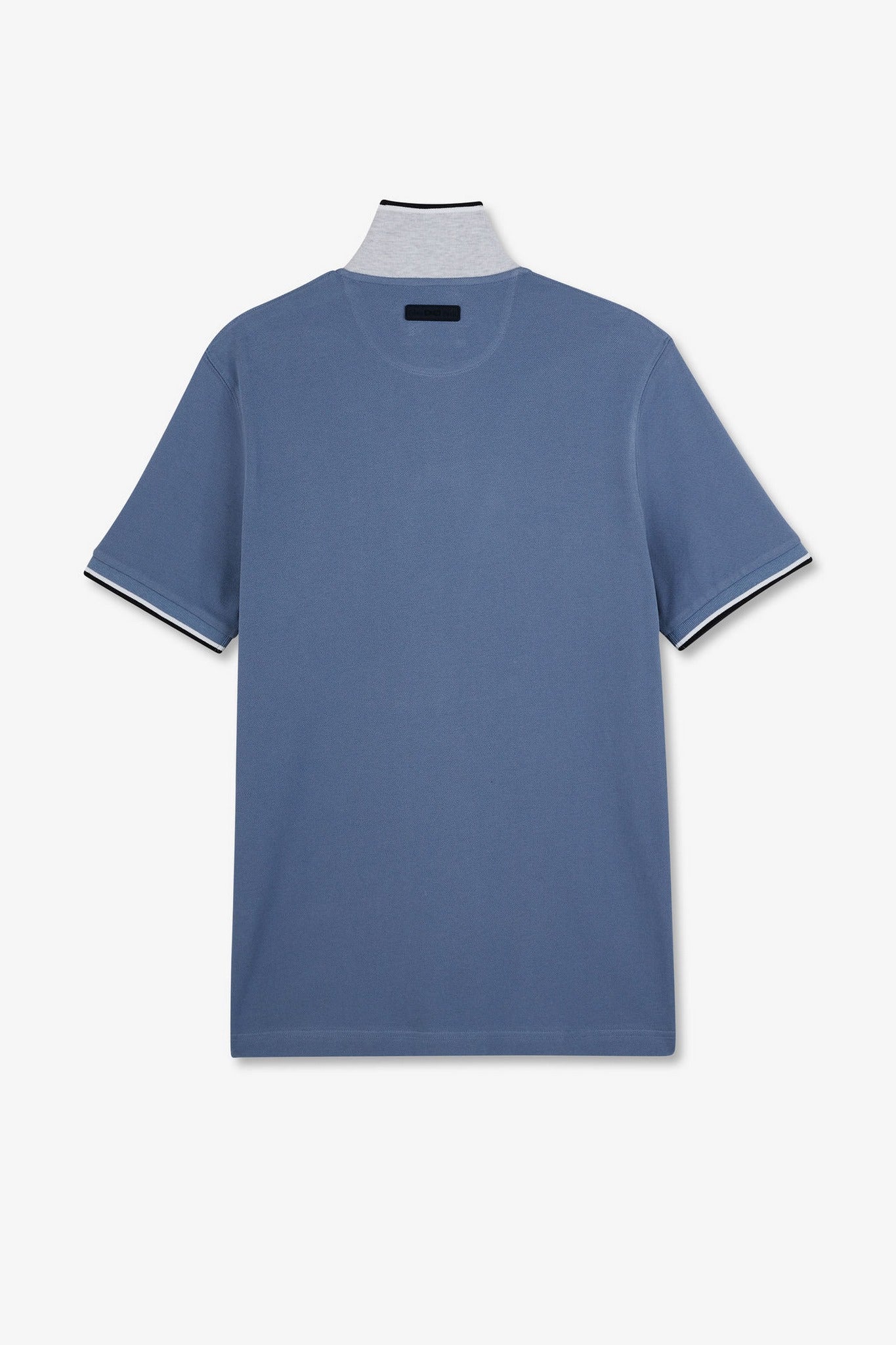 Plain light blue short-sleeved polo shirt
