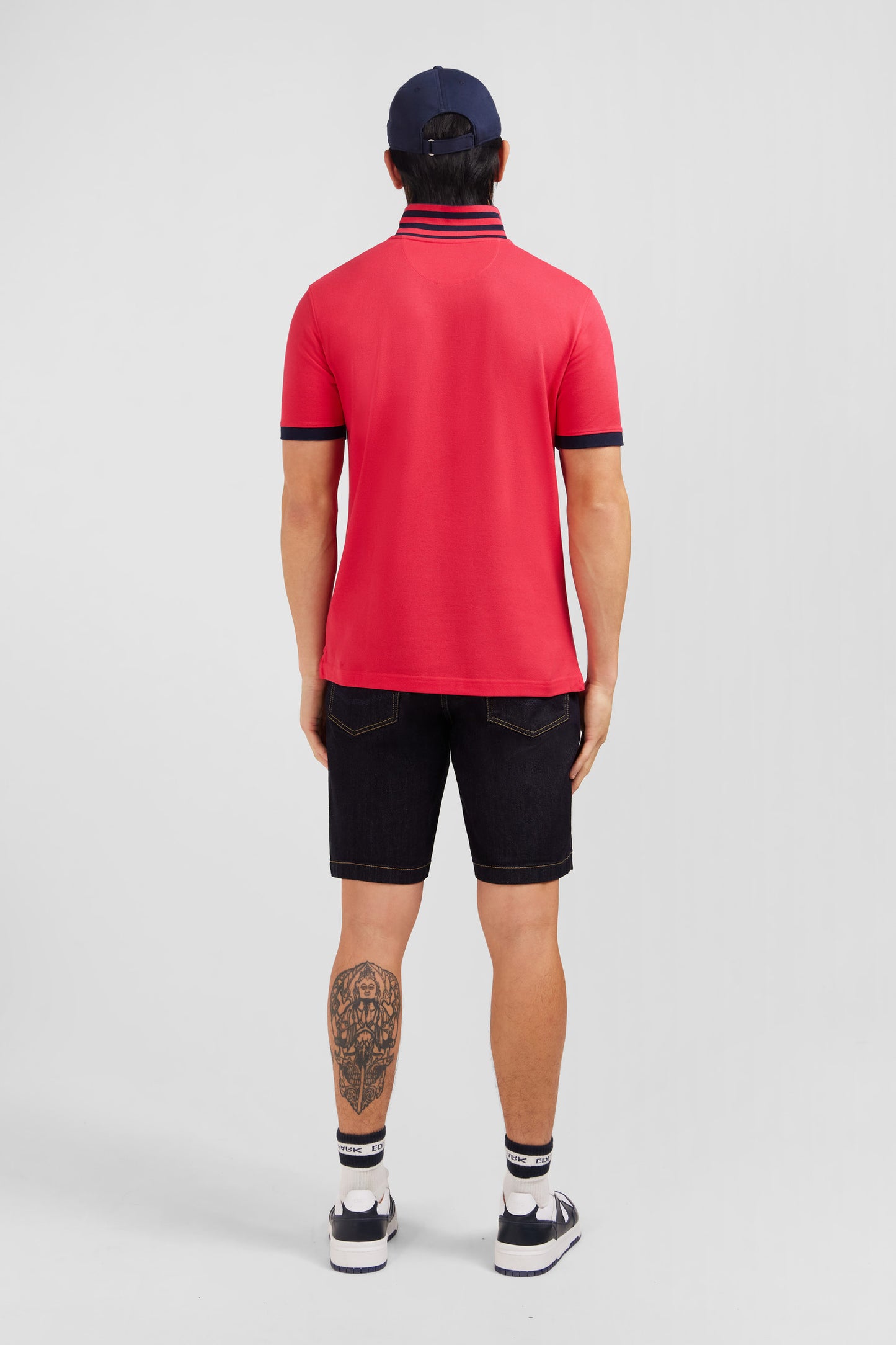Red short-sleeved polo shirt
