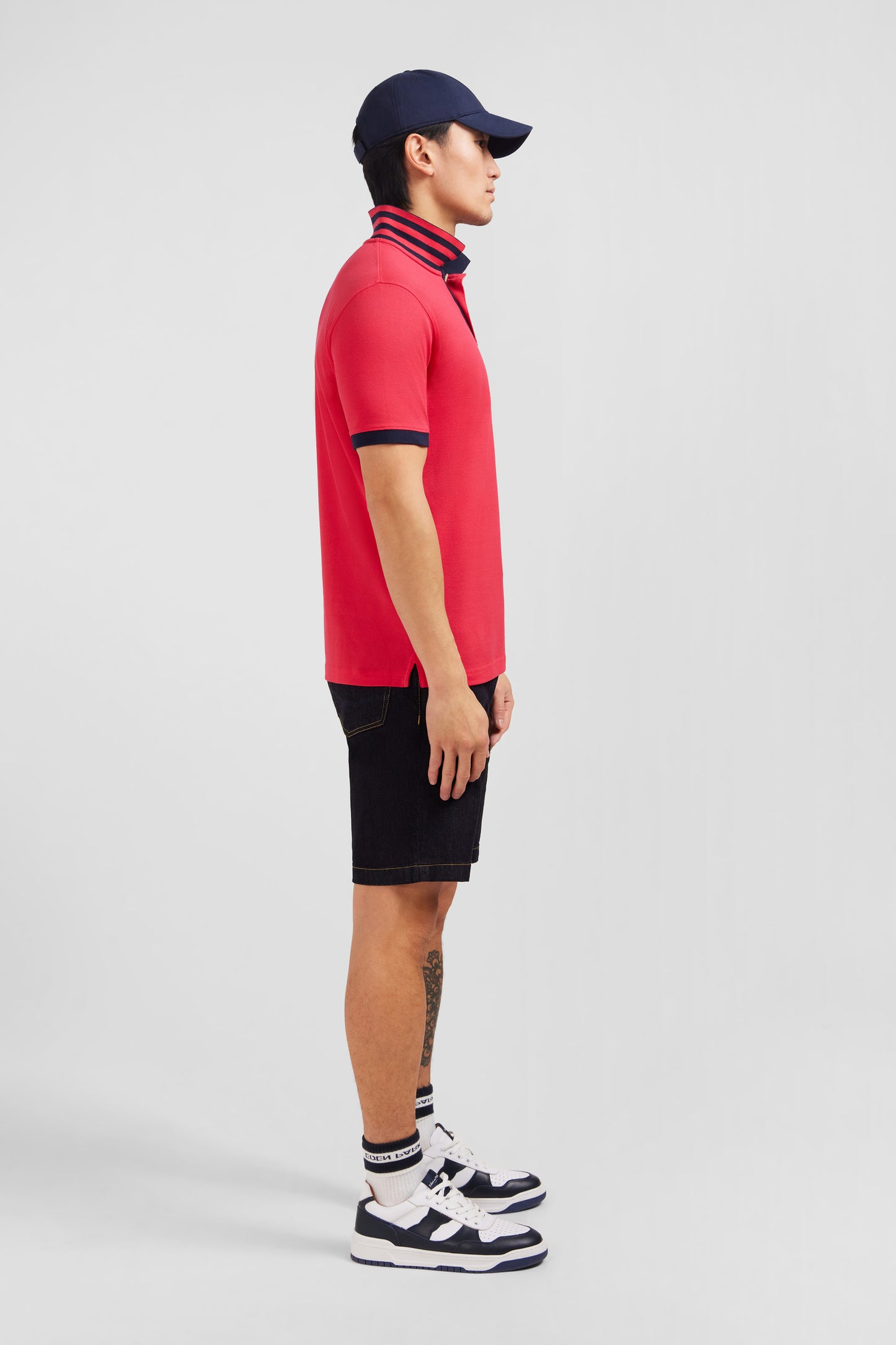 Red short-sleeved polo shirt