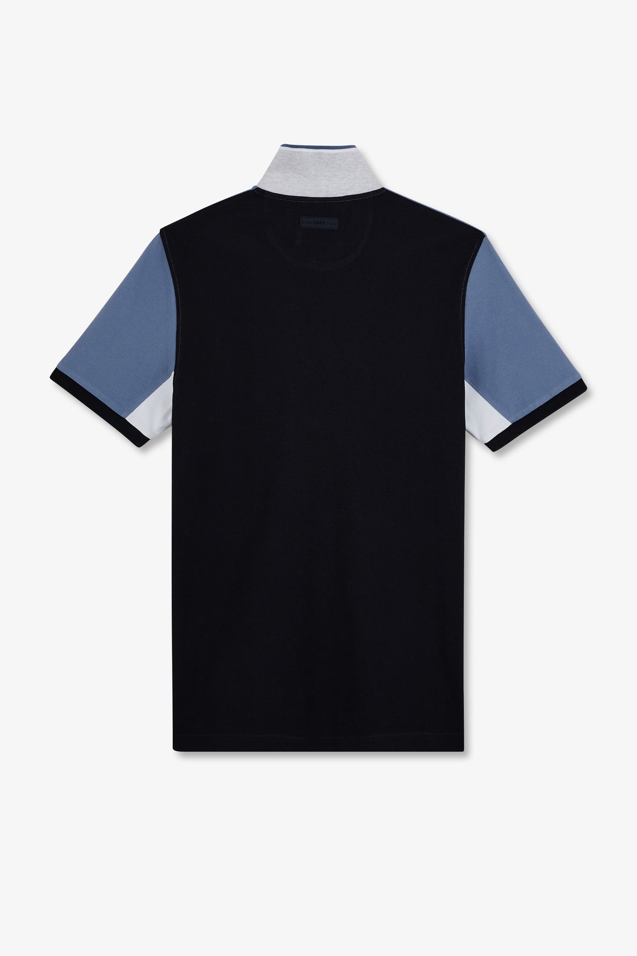 Short-sleeved blue colour-block polo shirt
