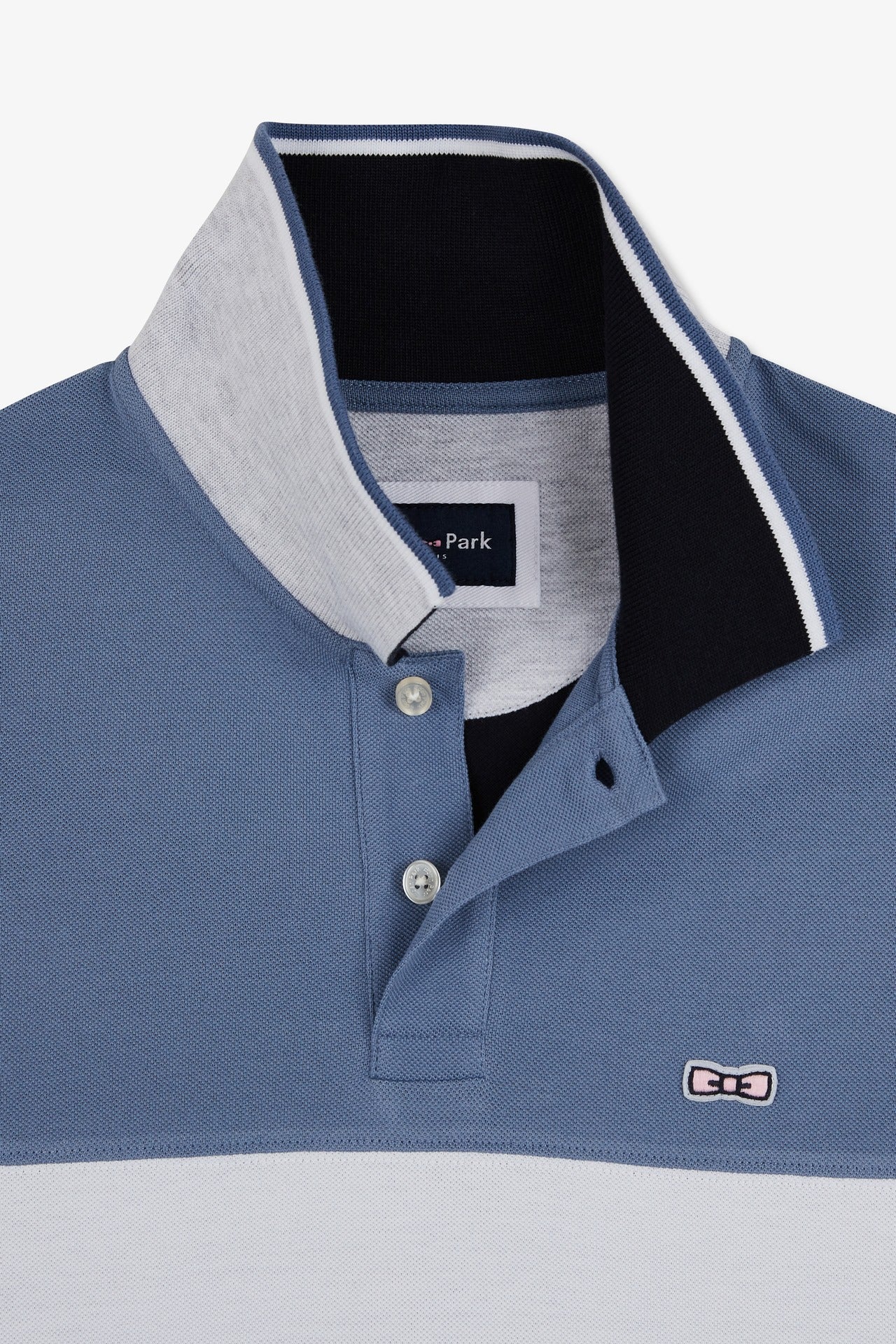 Short-sleeved blue colour-block polo shirt - Image 7