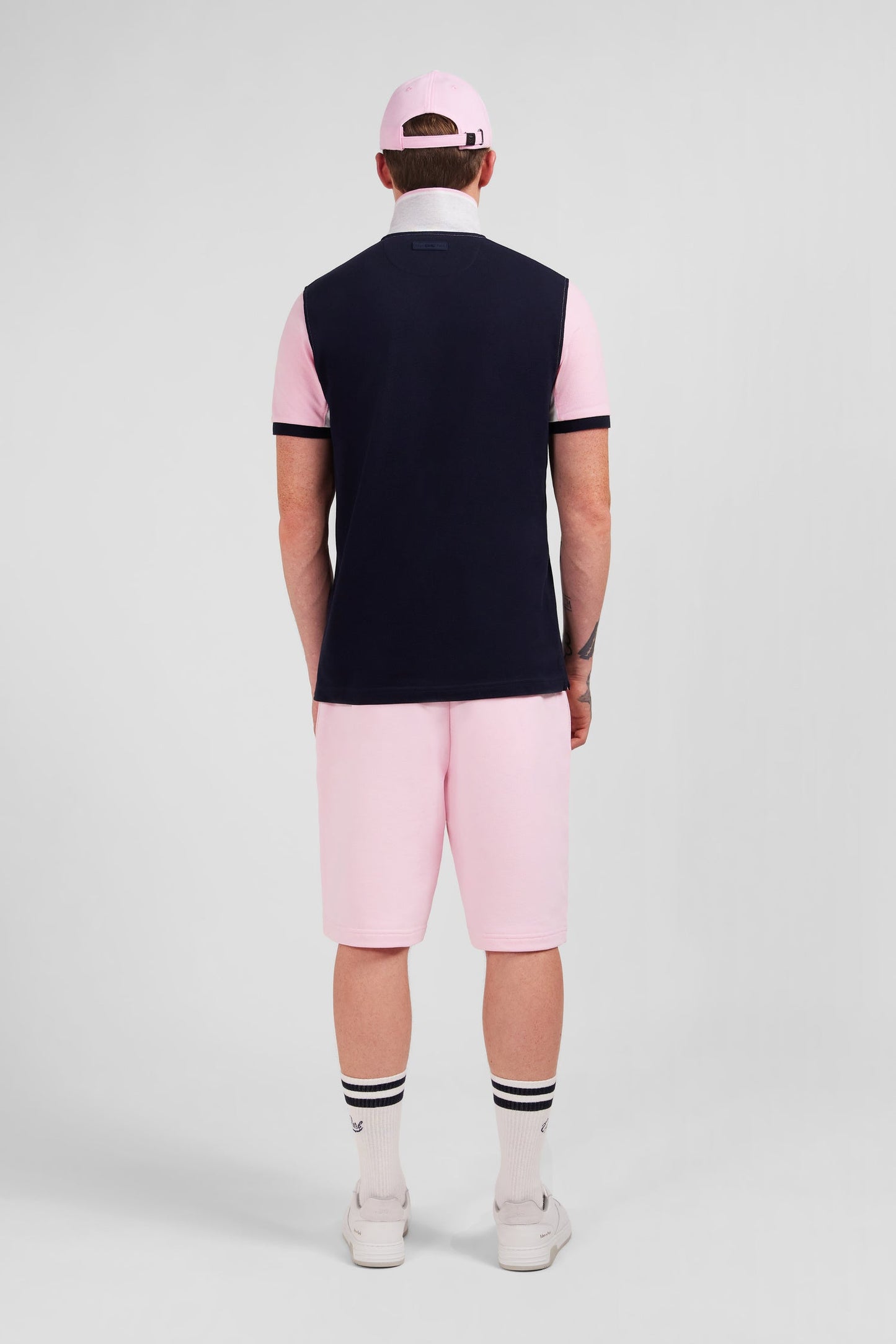 Pink short-sleeved colour-block polo shirt - Image 6