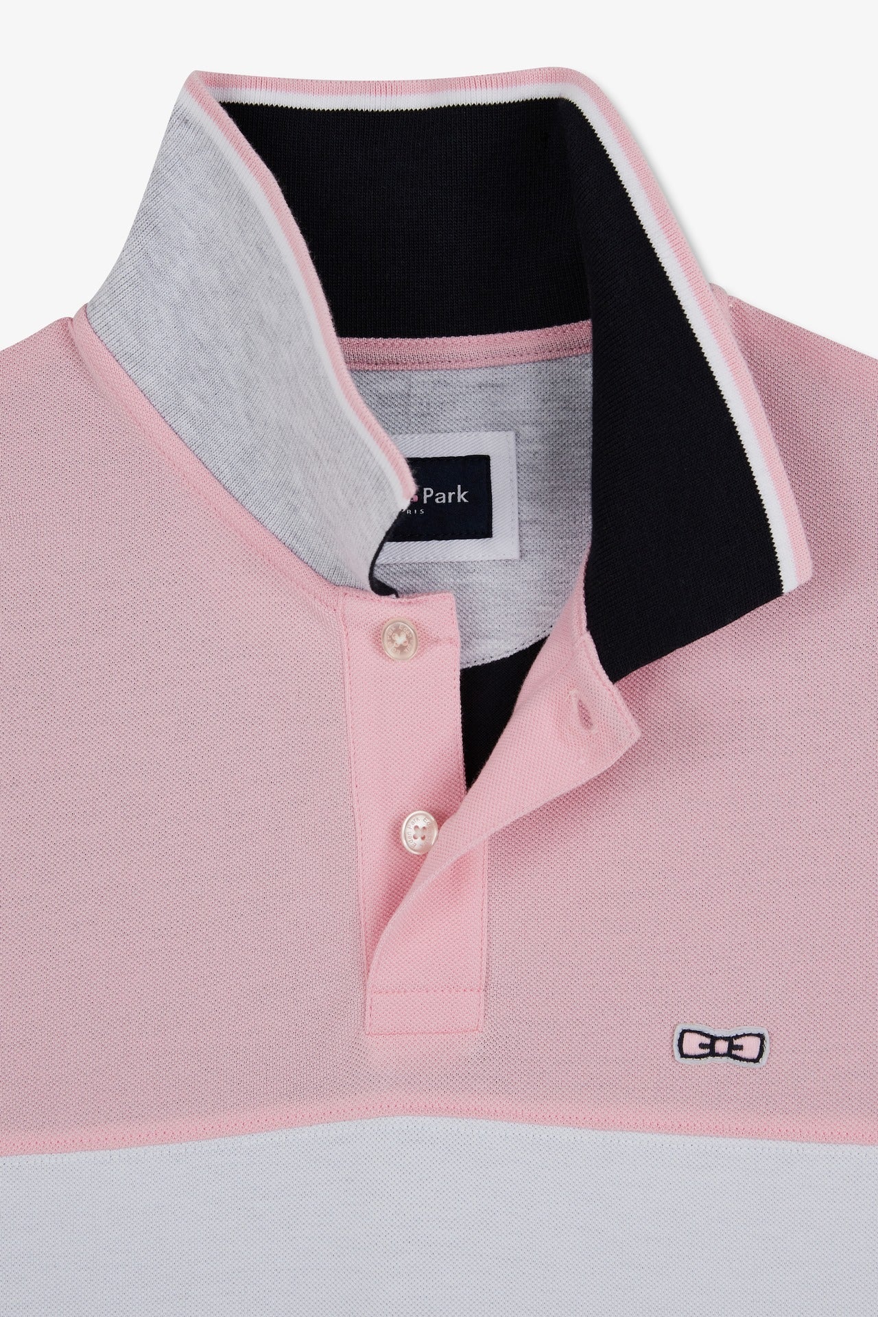 Pink short-sleeved colour-block polo shirt - Image 7