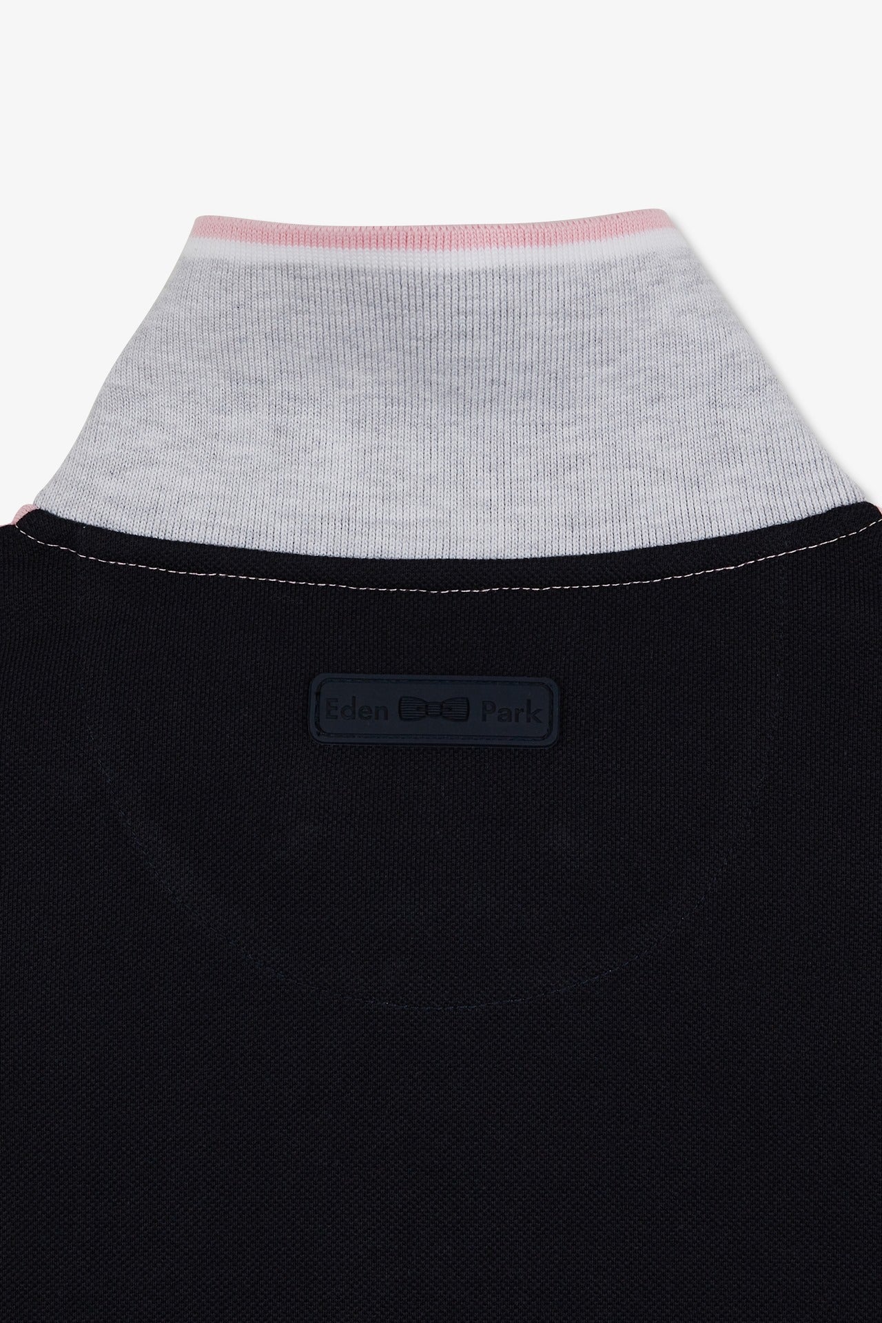 Pink short-sleeved colour-block polo shirt