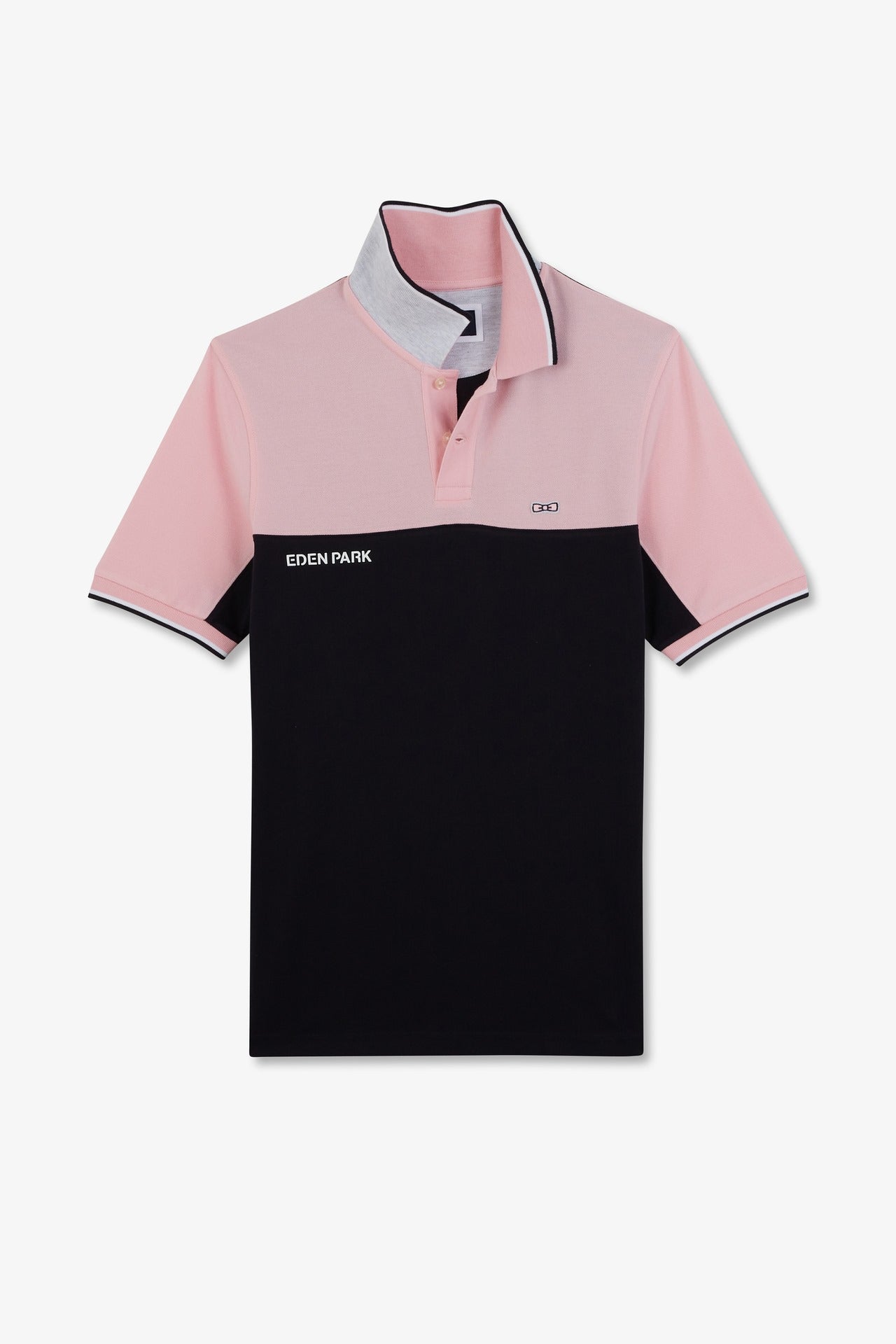 Pink short-sleeved colour-block polo shirt - Image 2