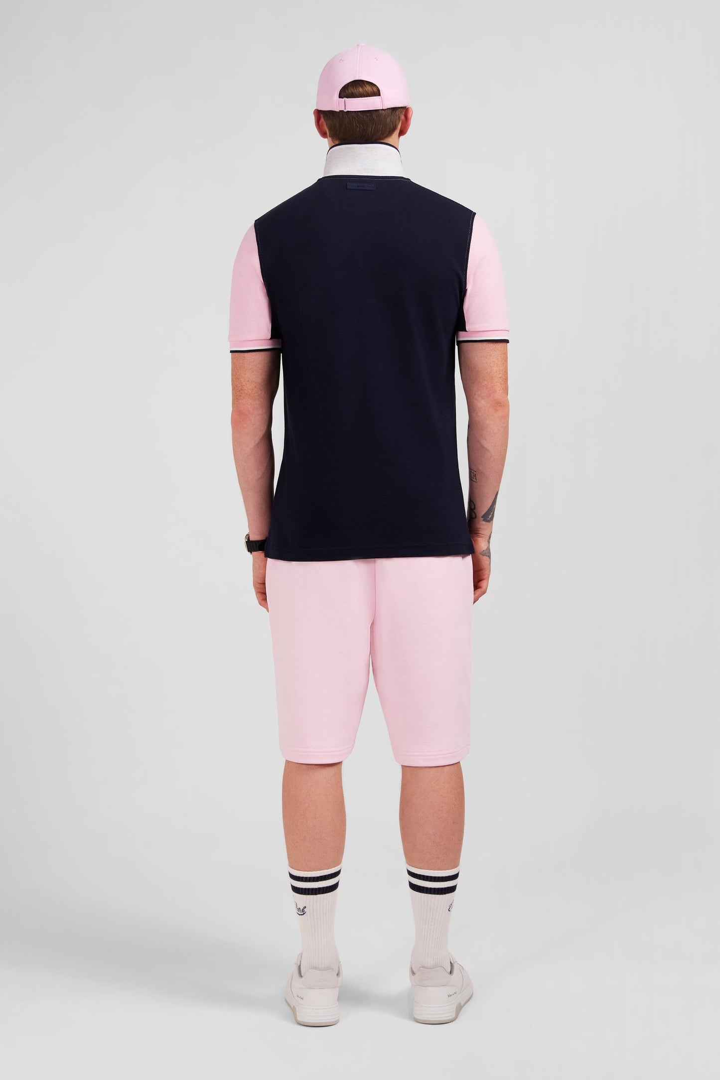 Pink short-sleeved colour-block polo shirt - Image 7