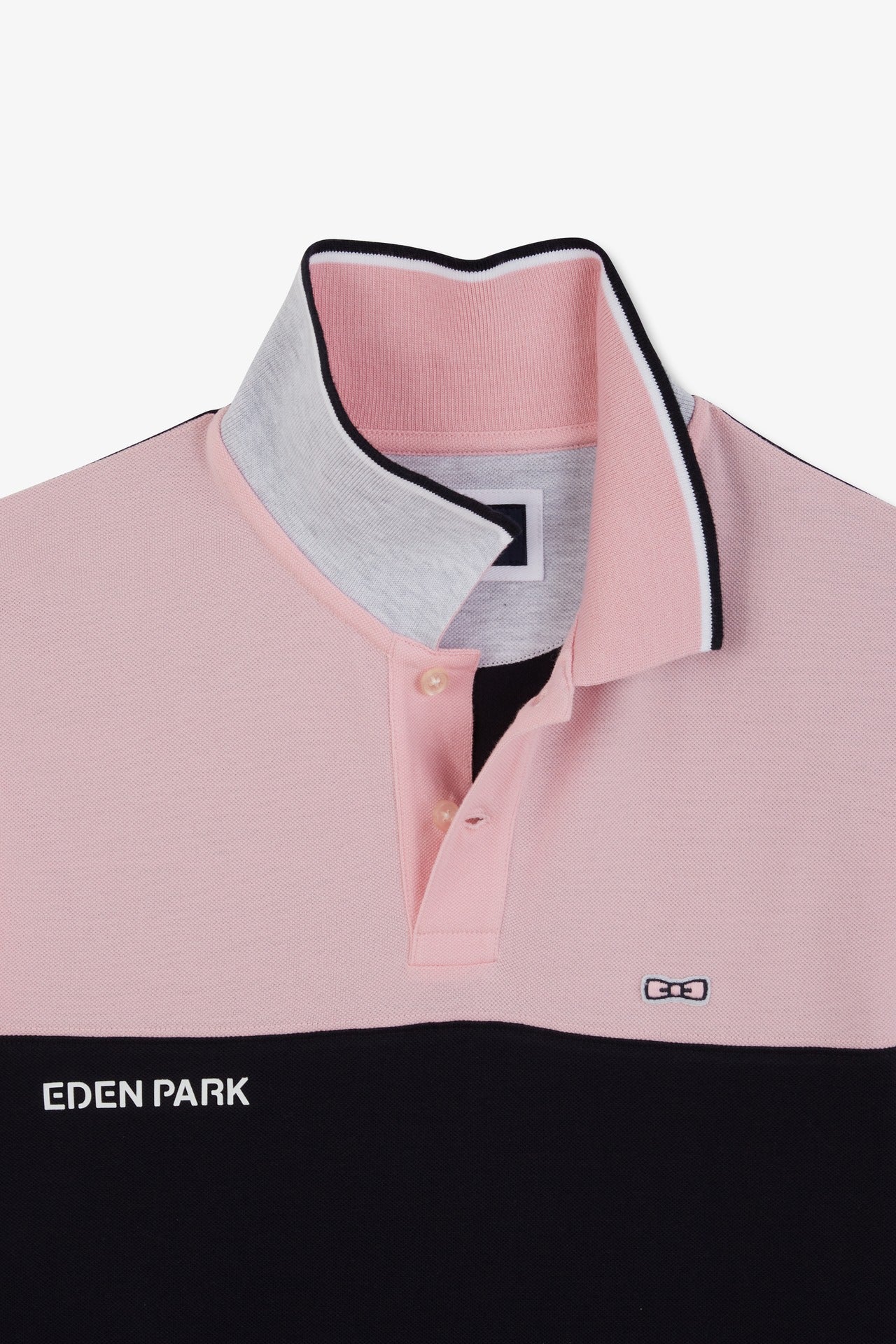 Pink short-sleeved colour-block polo shirt - Image 8