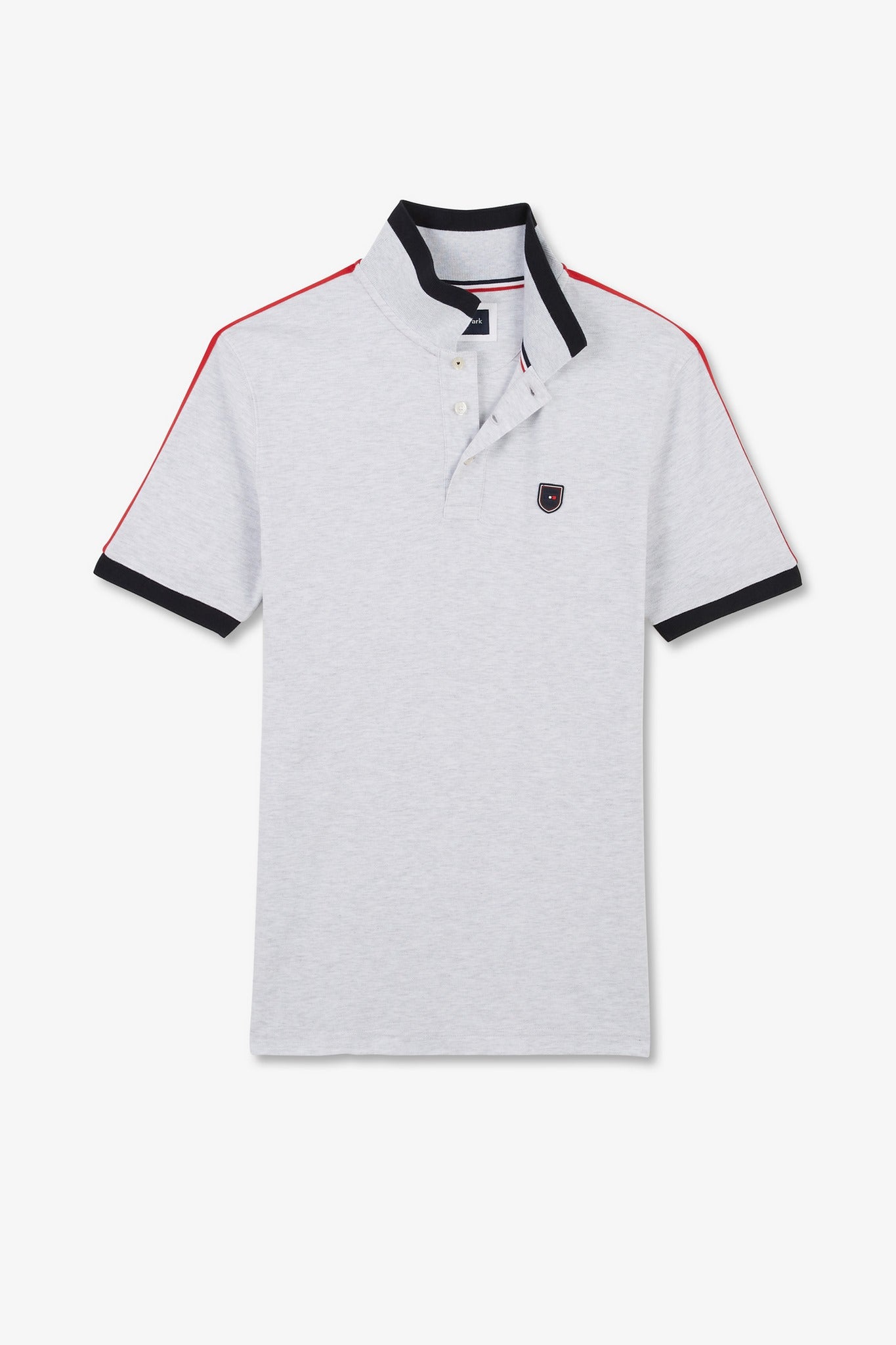 Grey marled short-sleeved polo shirt