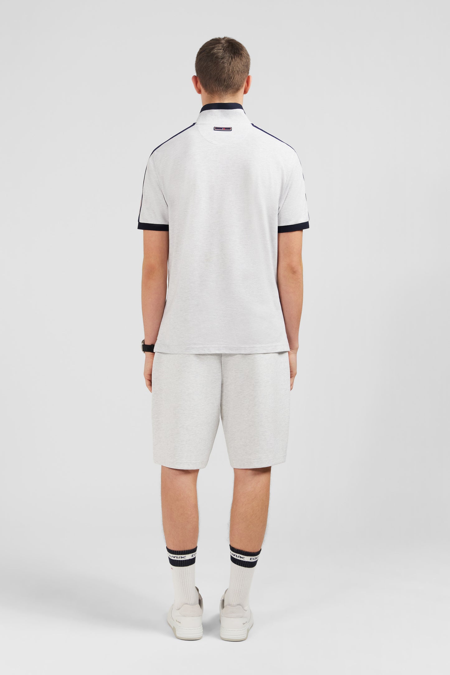 Grey marled short-sleeved polo shirt