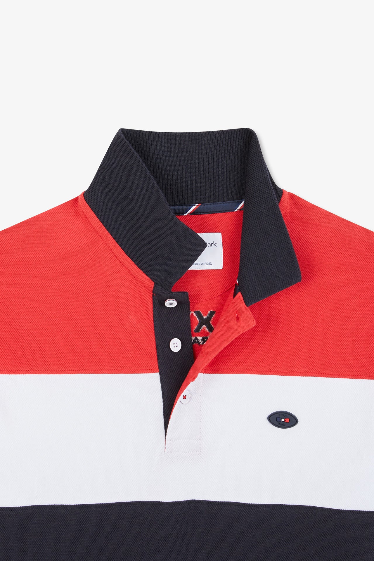 Polo colorblock rouge en coton piqué à broderie XV de France - Image 7