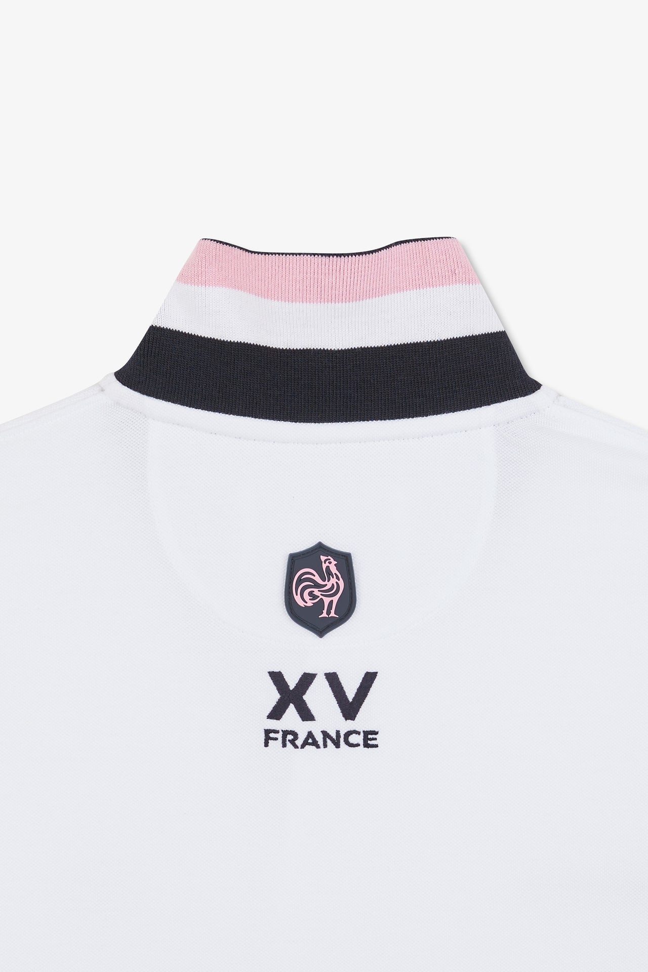 Polo colorblock rose en coton piqué à broderie XV de France - Image 9