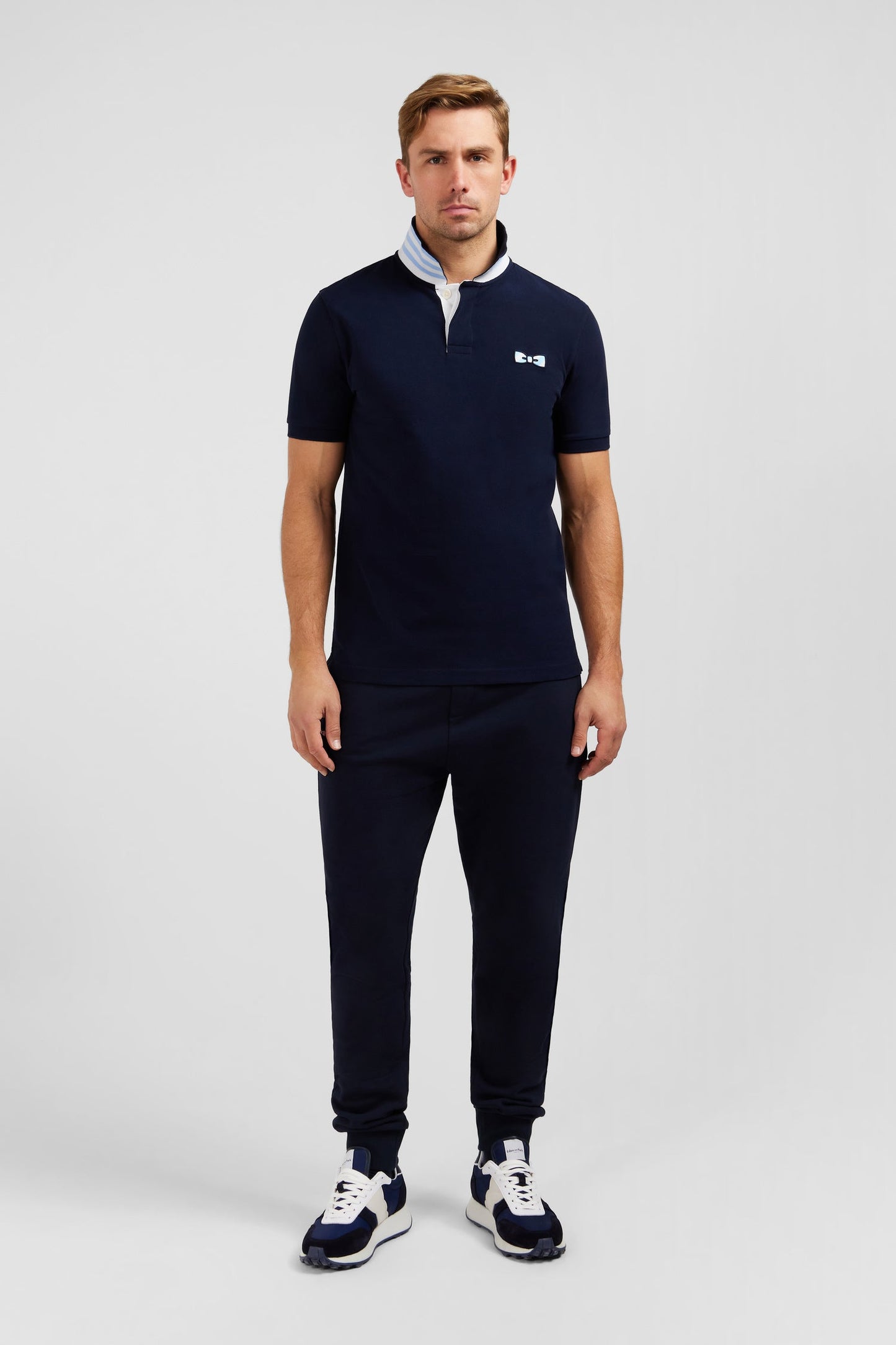 Navy blue short-sleeved polo shirt - Image 3