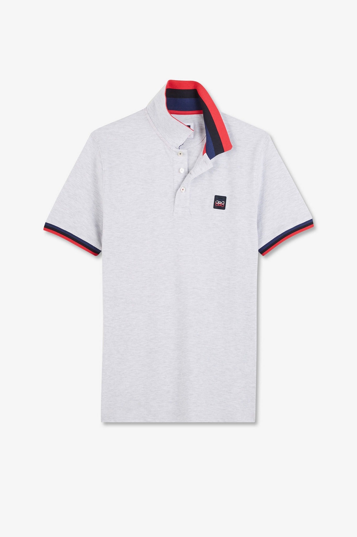Grey polo shirt with tricolour details
