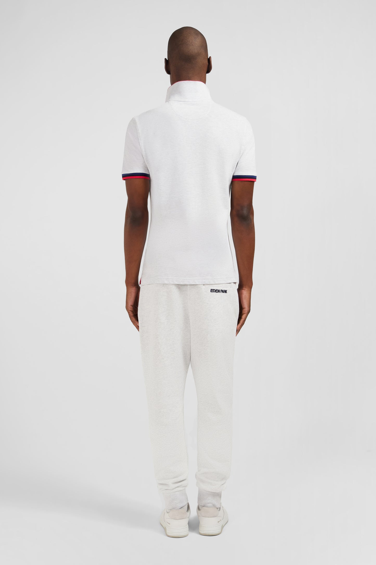 Grey polo shirt with tricolour details