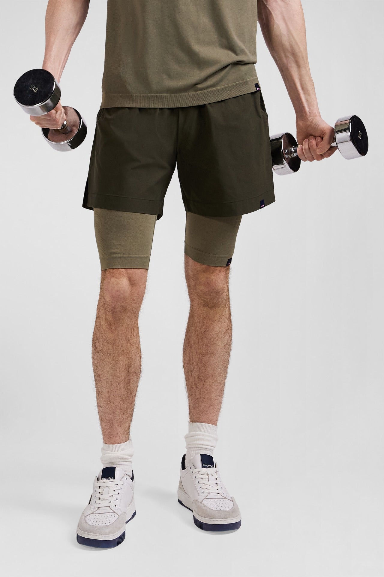 Khaki green stretch sports cycling shorts