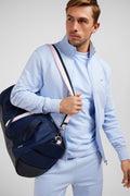 Light blue zipped sweatshirt with stand-up collar