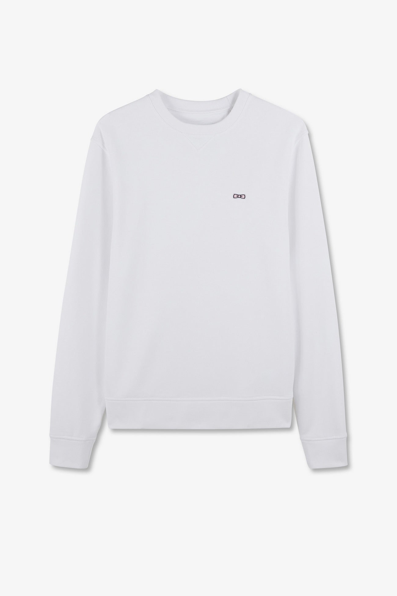 Sweatshirt à col rond en molleton blanc emblème nœud papillon - Image 2