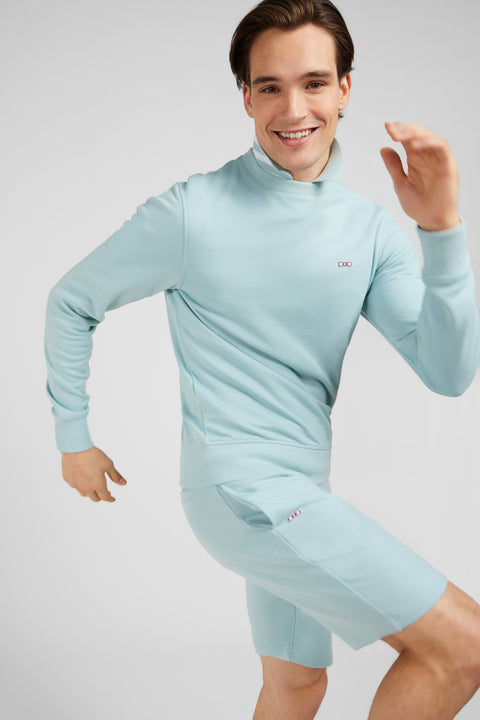 Green fleece round-neck sweatshirt with bow tie embroidery - Image 3