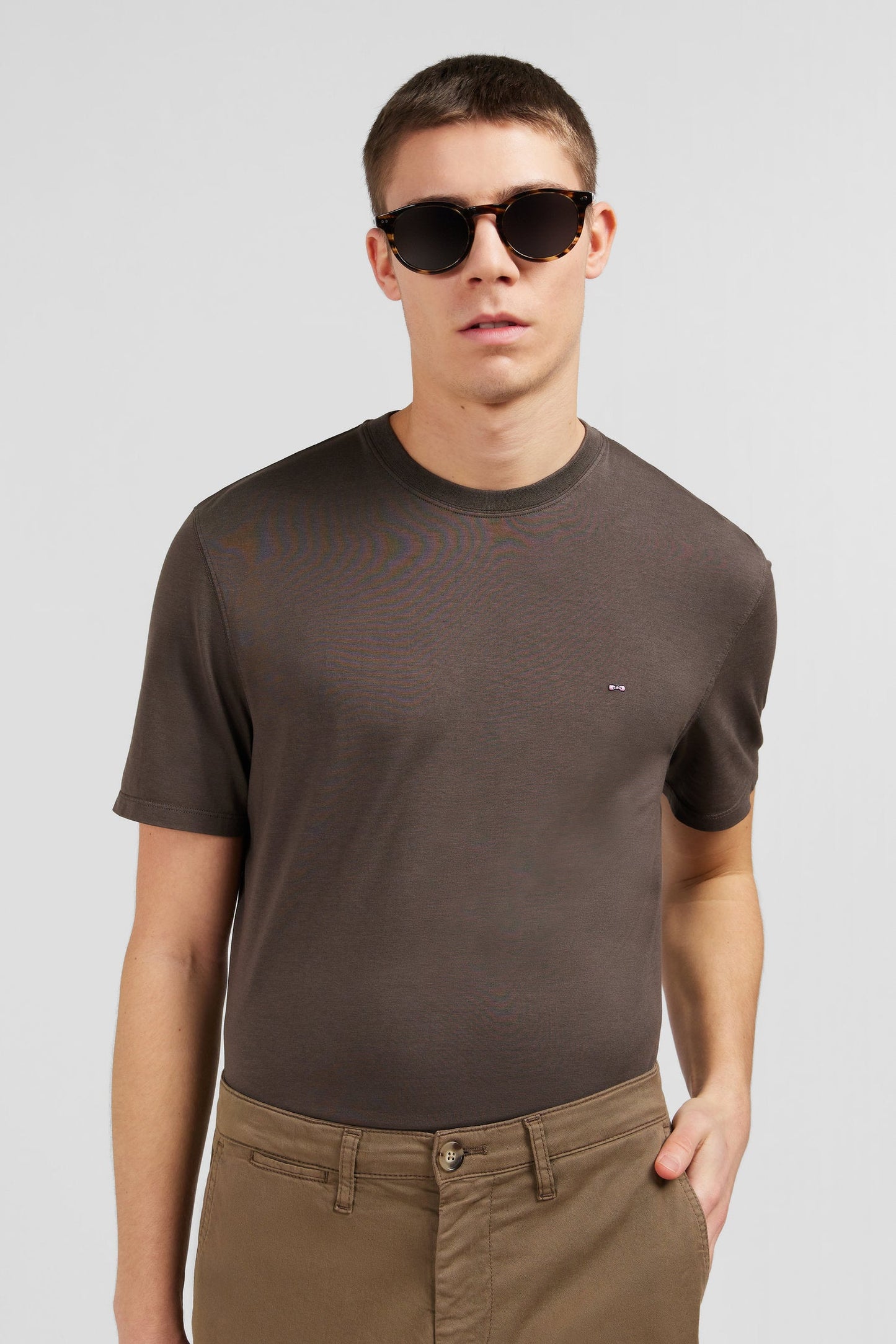 T-shirt manches courtes marron uni - Image 2