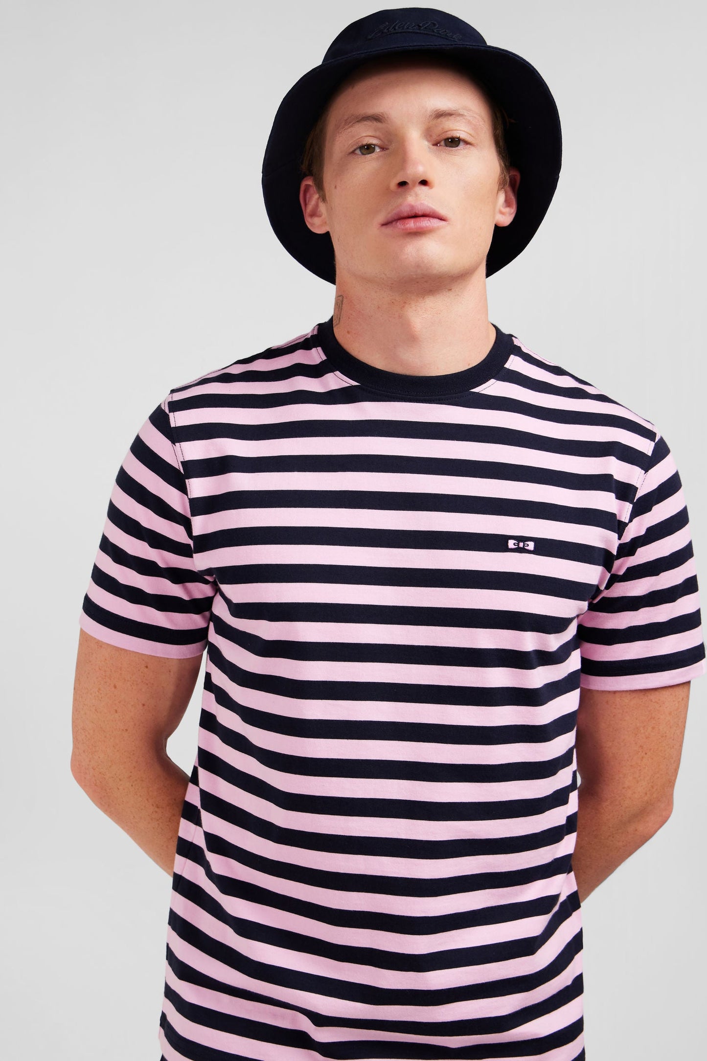T-shirt manches courtes rayé rose en coton Pima - Image 2