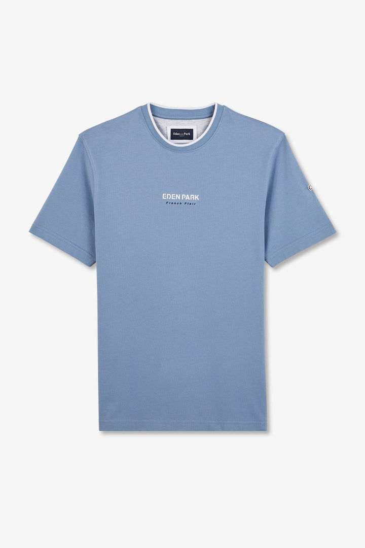 T-shirt bleu uni à manches courtes alt view