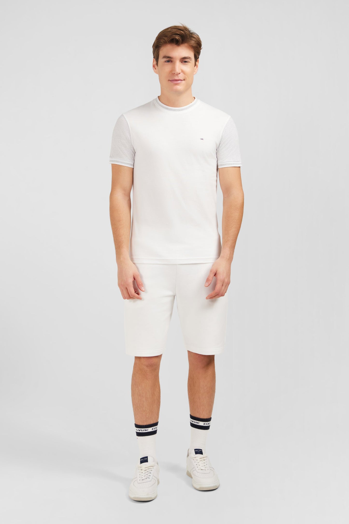 T-shirt manches courtes blanc colorblock - Image 1