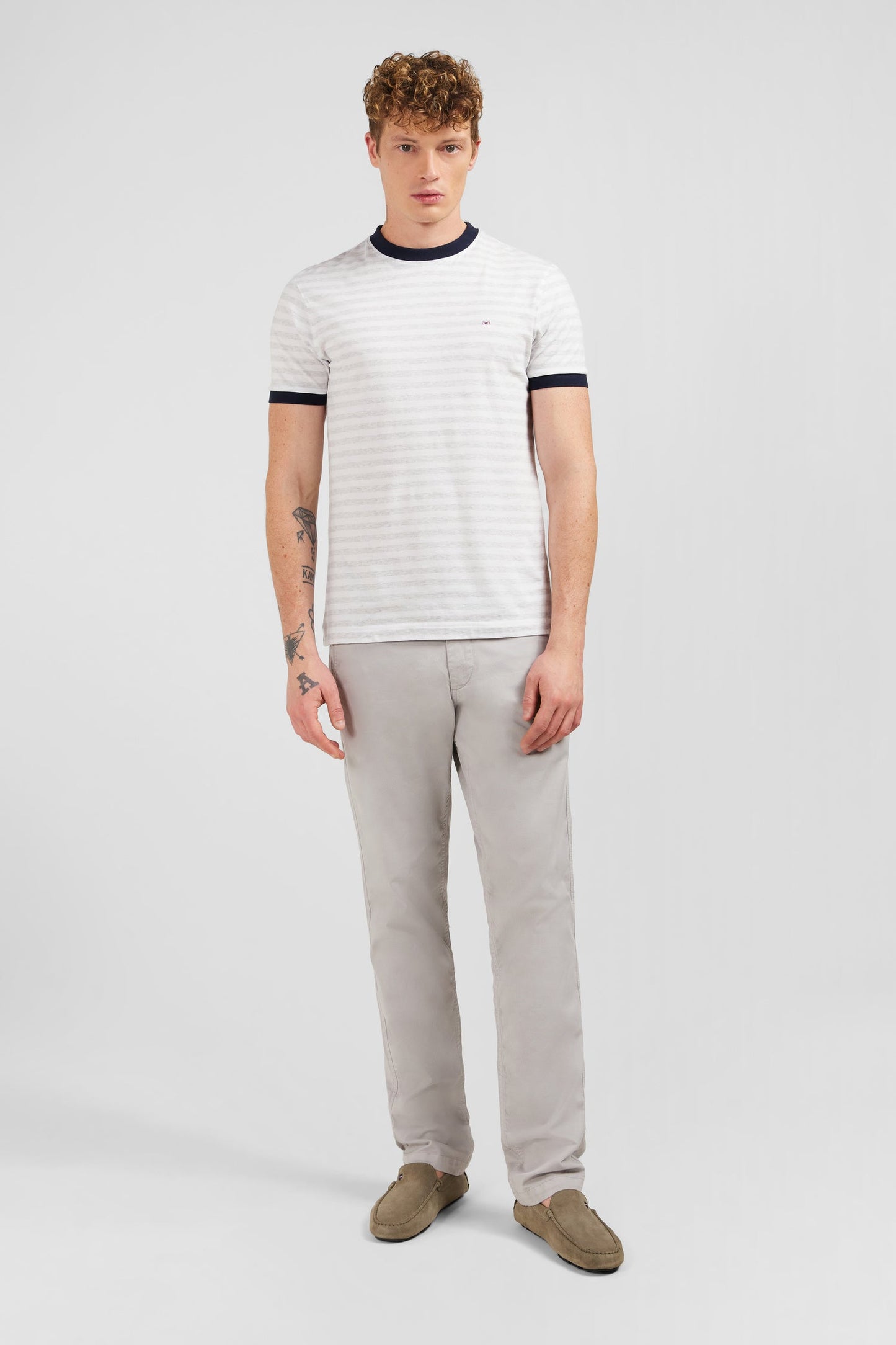 T-shirt manches courtes blanc rayé - Image 1