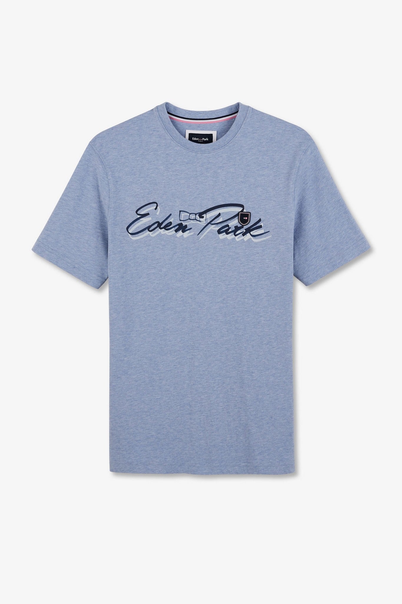T-shirt bleu clair à double inscription Eden Park - Image 2