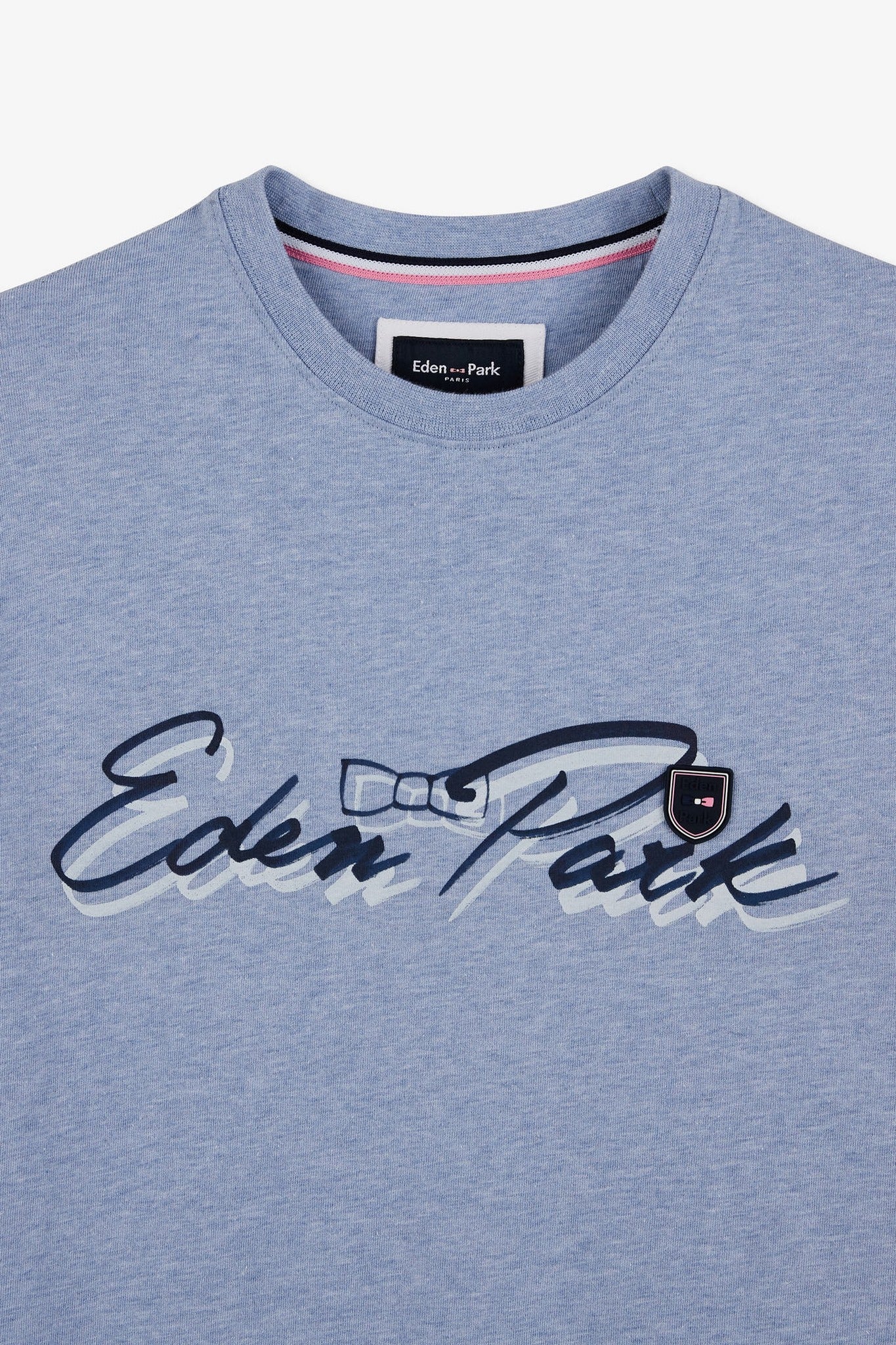 T-shirt bleu clair à double inscription Eden Park - Image 7