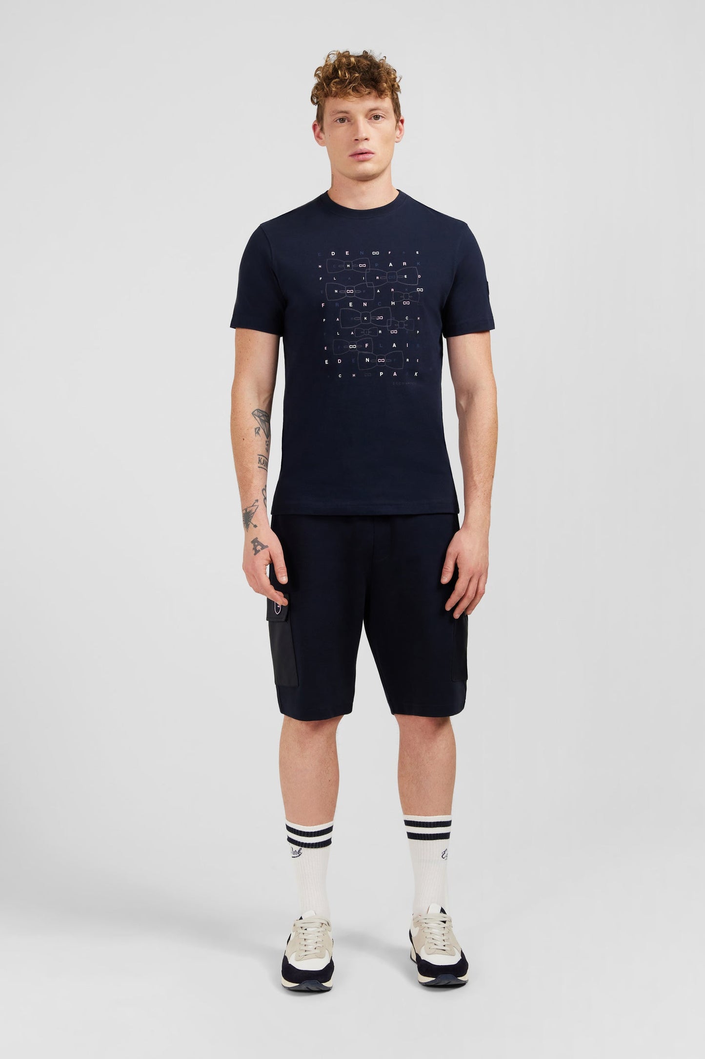 T-shirt manches courtes bleu marine imprimé Eden Park - Image 1