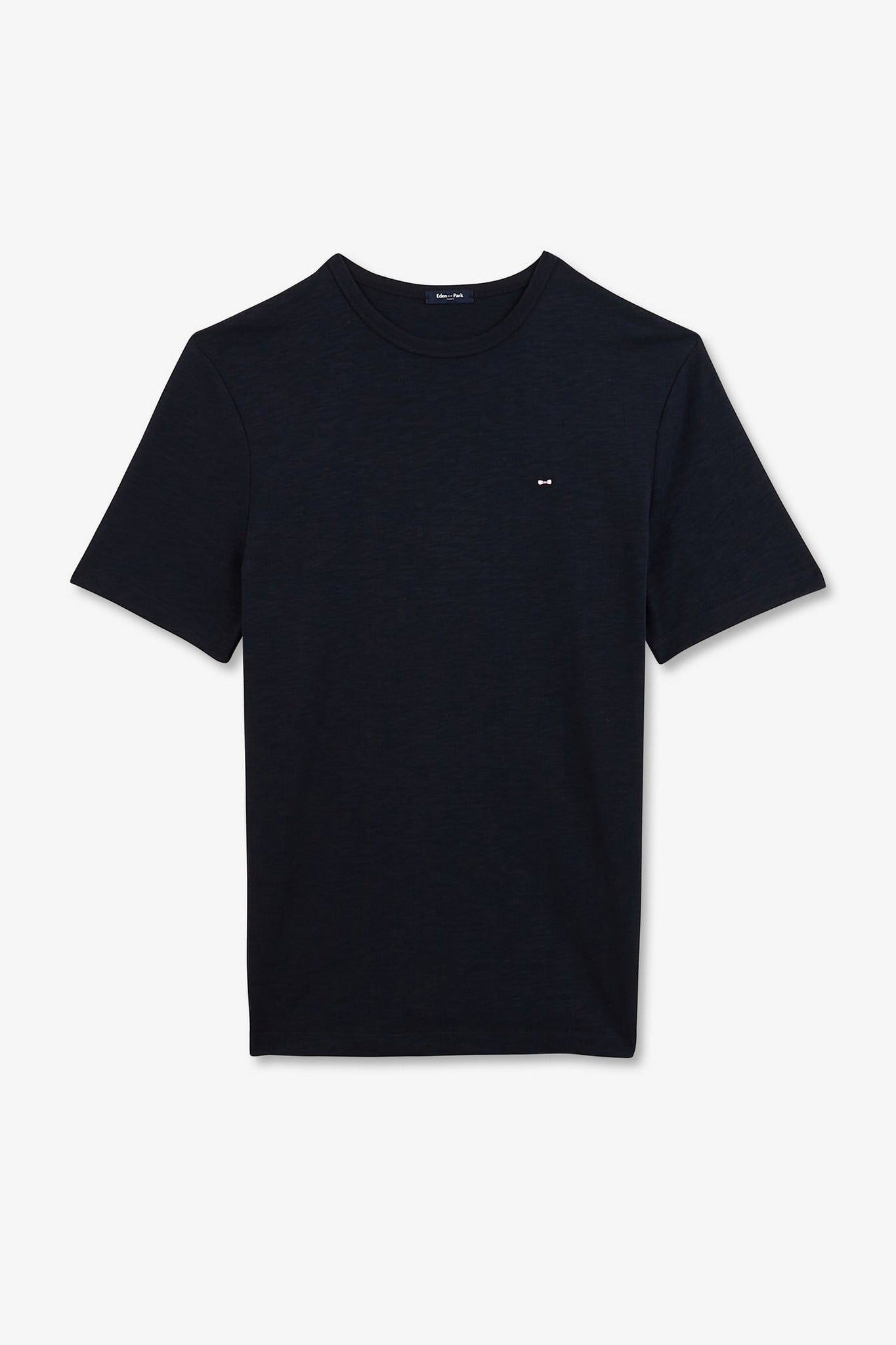 T-shirt bleu foncé en coton flammé - Image 2