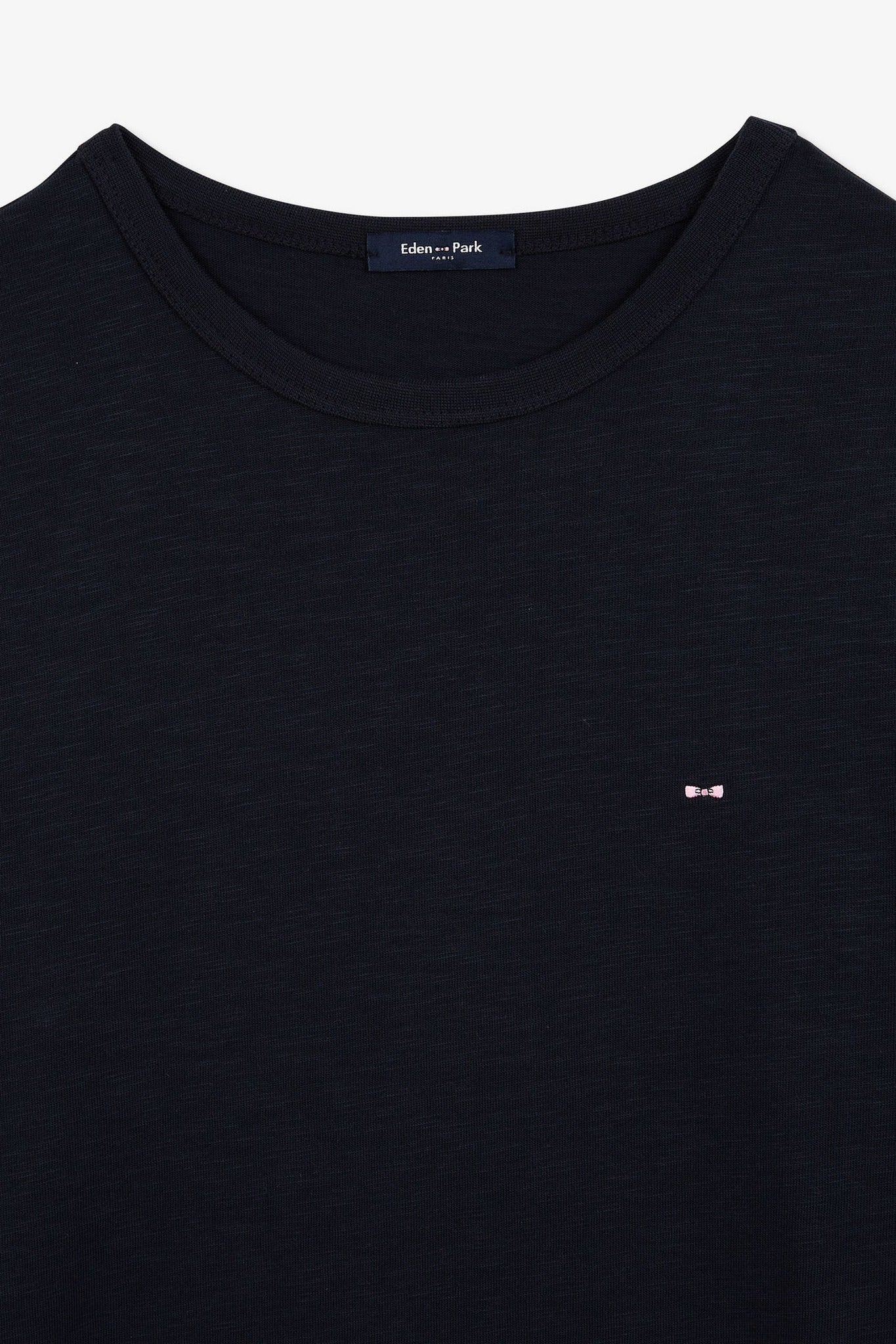 T-shirt bleu foncé en coton flammé - Image 7