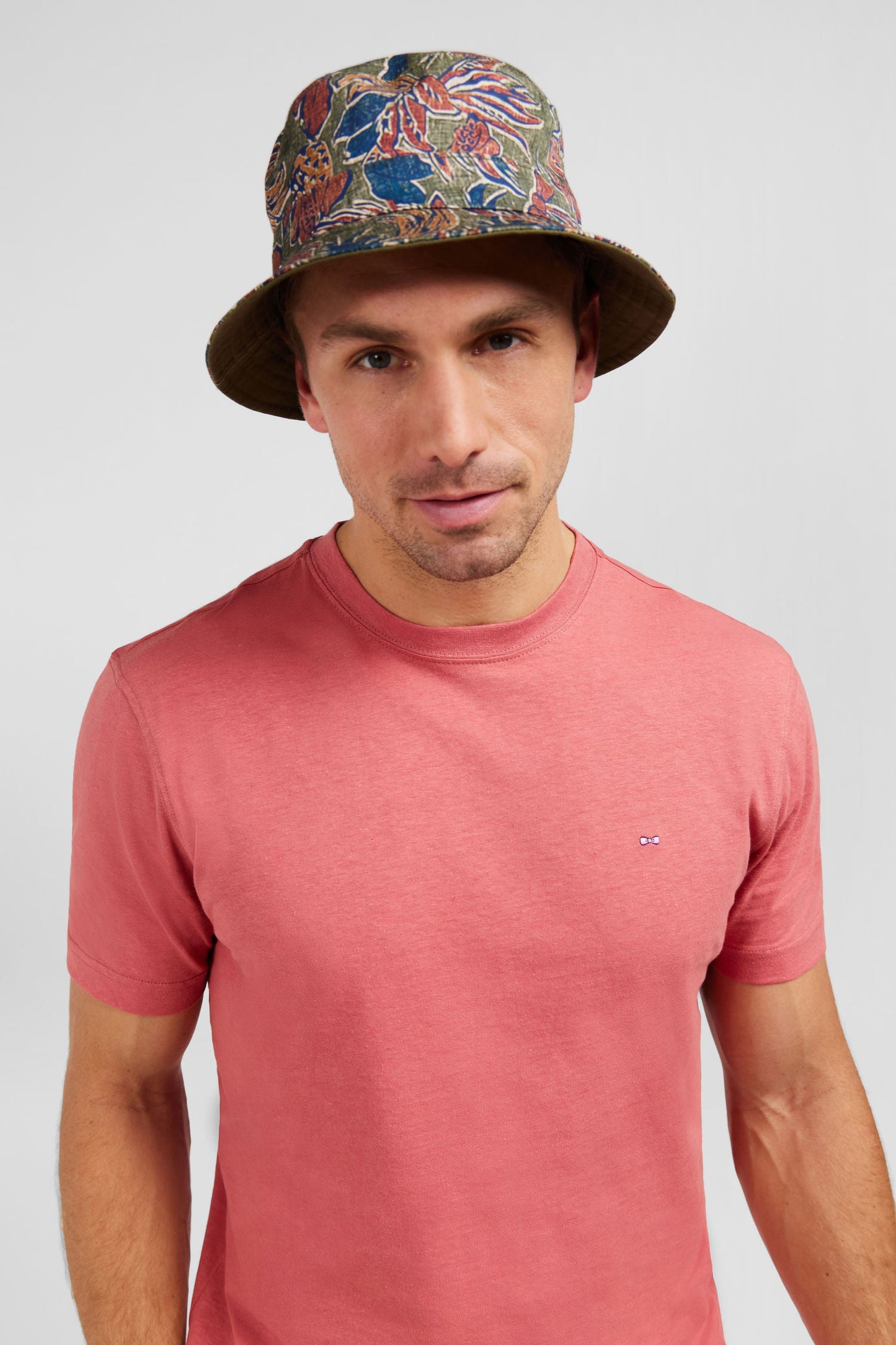 T-shirt manches courtes marron en coton et lin - Image 2